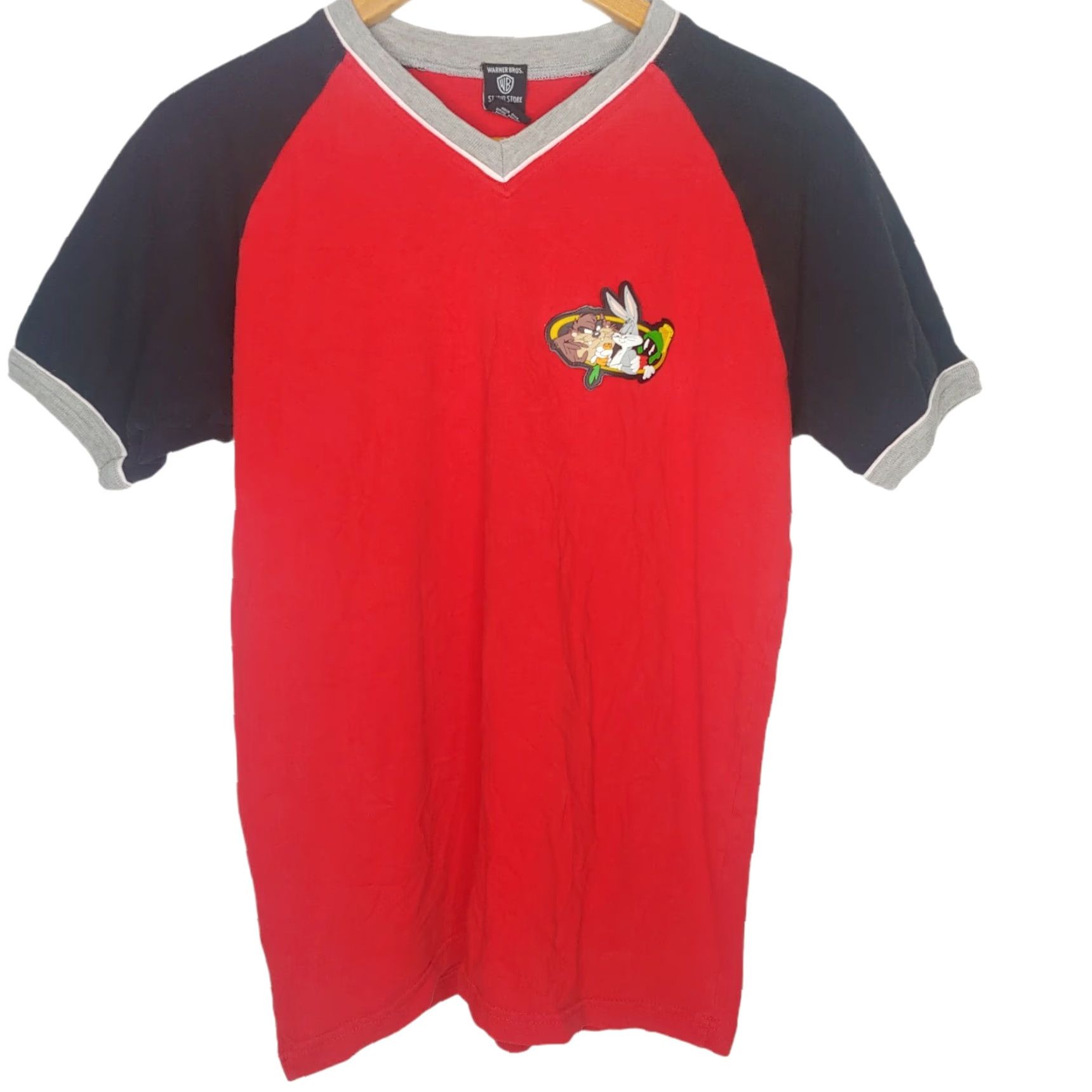 Vintage VINTAGE Warner Bros T-Shirt 90s Cartoon Looney Tunes Bugs Bunny Marvin the Martian Red Adult Medium Mens Size US M / EU 48-50 / 2 - 2 Thumbnail