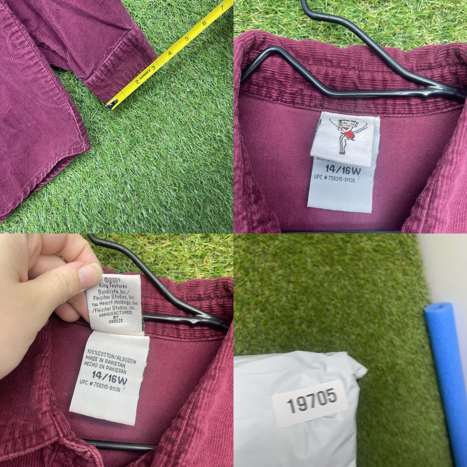 Vintage VINTAGE Betty Boop Shirt Womens 14/16 Burgundy Corduroy Button Down Long Sleeve Size XL / US 12-14 / IT 48-50 - 8 Thumbnail
