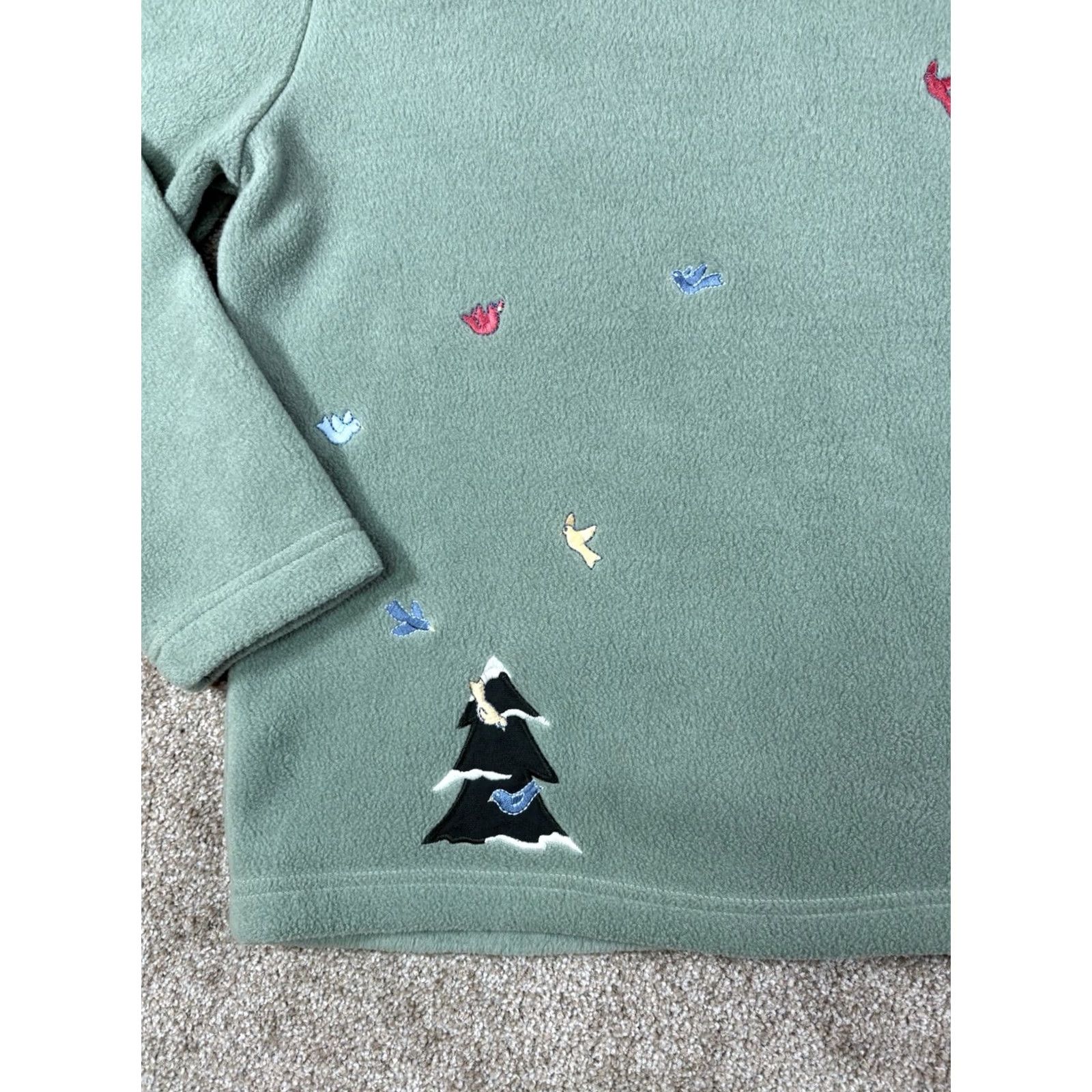 Vintage VINTAGE Christopher & Banks Fleece Cardigan Sweater Women’s Medium Green Full Zip 90s Christmas Holiday Outdoor Womens Size M / US 6-8 / IT 42-44 - 4 Thumbnail