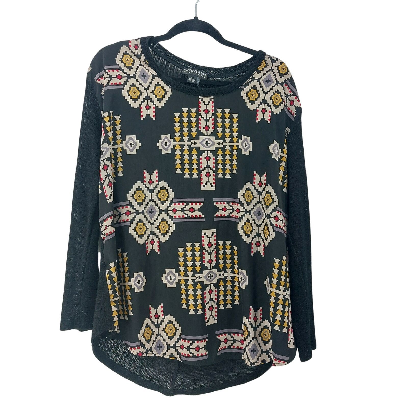 Other Forever 21 Plus Sz 2X Aztec Southwestern Print Light Sweater Size XXL / US 16-18 / IT 52-54 - 1 Thumbnail