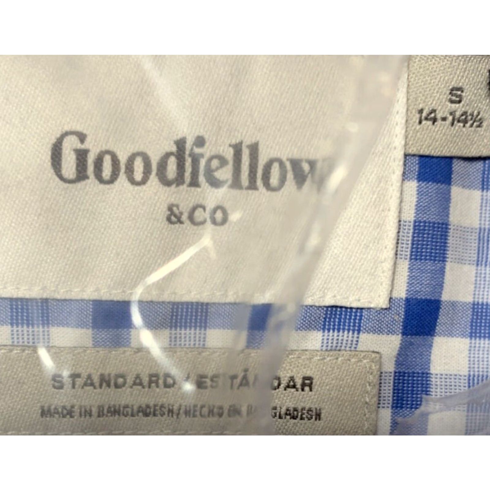 Vintage Goodfellow Shirt Button-Up Men S Long Sleeve Blue Plaid Non-Iron Stretch Size 36R - 6 Thumbnail