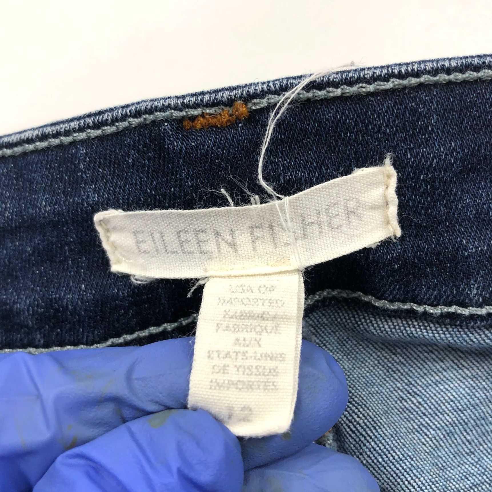 Eileen Fisher Eileen Fisher Jeans Tapered Slim 12 Mid Rise Stretch Denim Blue 34W 30L Womens Regular 5-Pocket Size 34" / US 12 / IT 48 - 7 Thumbnail