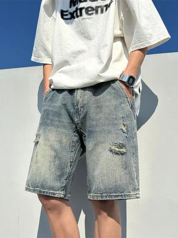 Japanese Brand × Jean Retro high street ripped denim shorts Size US 32 / EU 48 - 6 Thumbnail