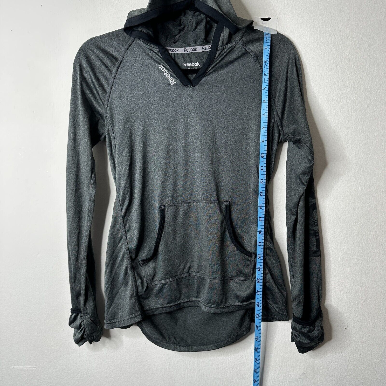 Reebok Reebok Gray Long Sleeve Hooded Pullover Shirt Front Pockets Size XS / US 0-2 / IT 36-38 - 9 Thumbnail