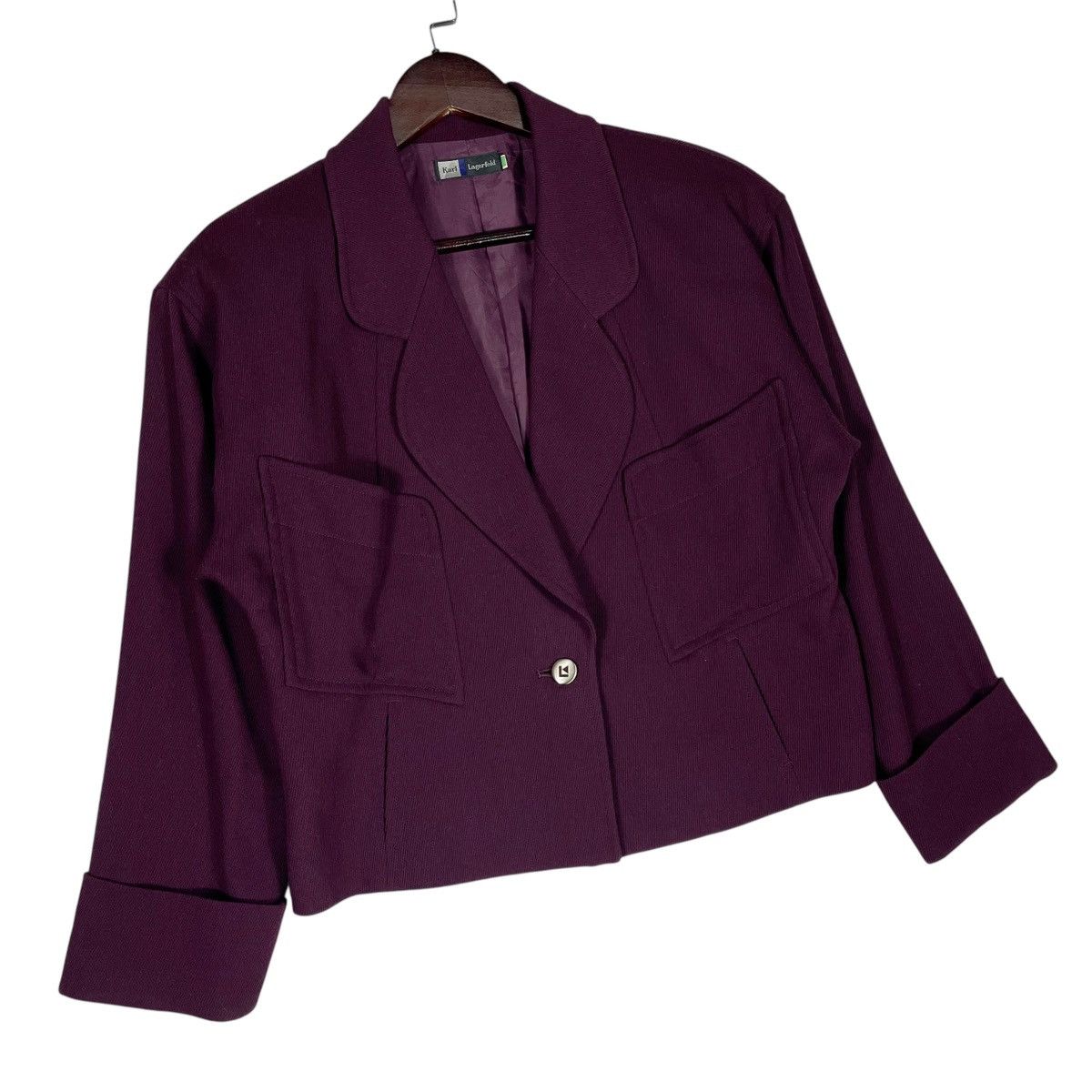 Karl Lagerfeld Vintage Karl Lagerfeld Plum Wool Jacket Size M / US 6-8 / IT 42-44 - 8 Thumbnail