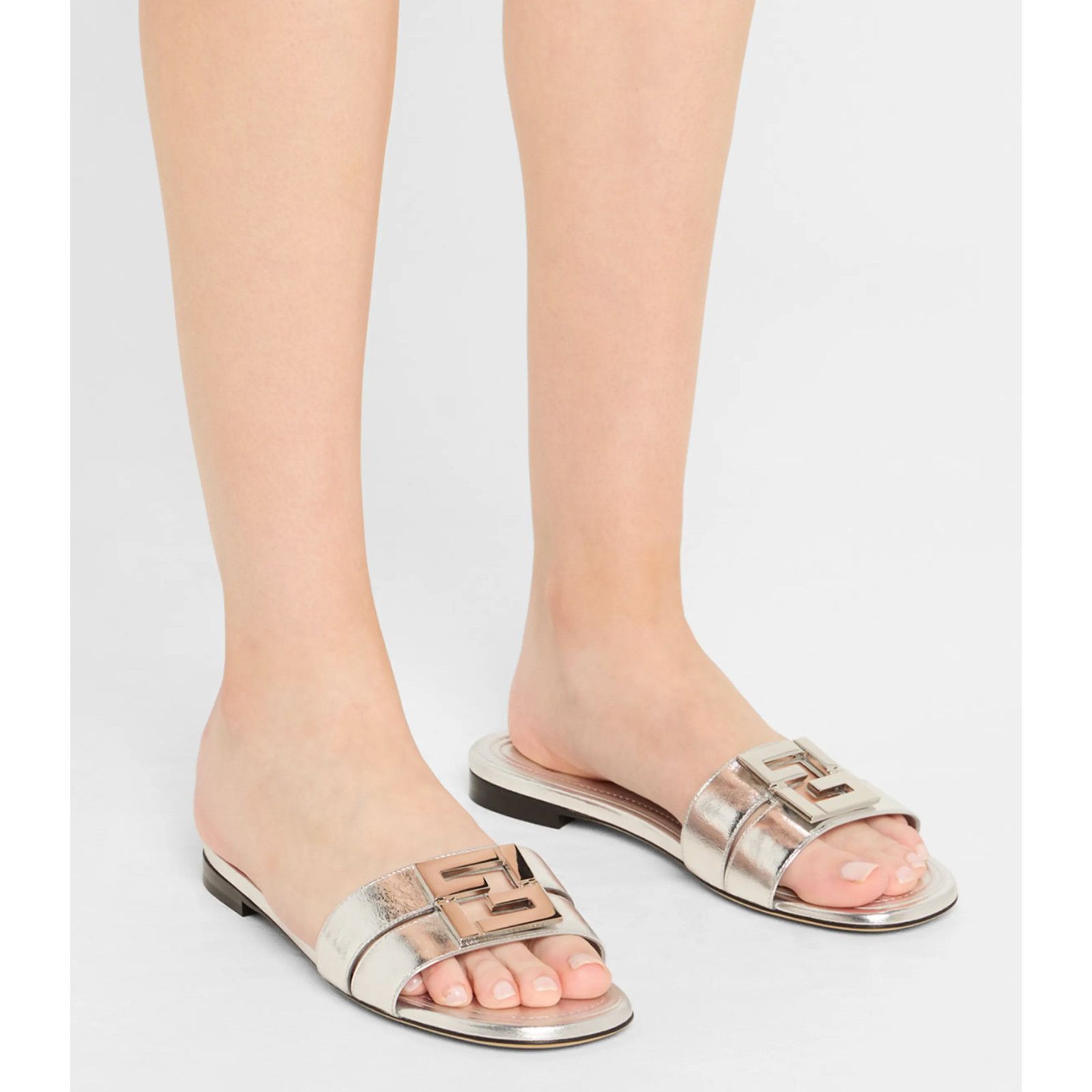 Fendi Fendi Fold Argento Silver FF Monogram Mule Slide Sandal 37 Size US 7 / IT 37 - 5 Thumbnail
