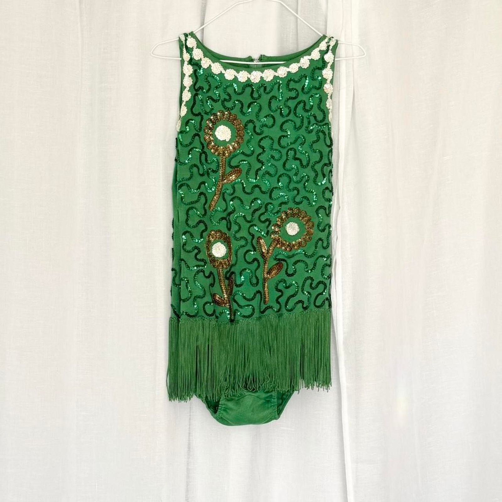 Vintage ✿ ⋆ 𓆩♡𓆪 Vintage Green Sequin Fringe Bodysuit 𓆩♡𓆪 ⋆ ✿ Size M / US 6-8 / IT 42-44 - 4 Thumbnail