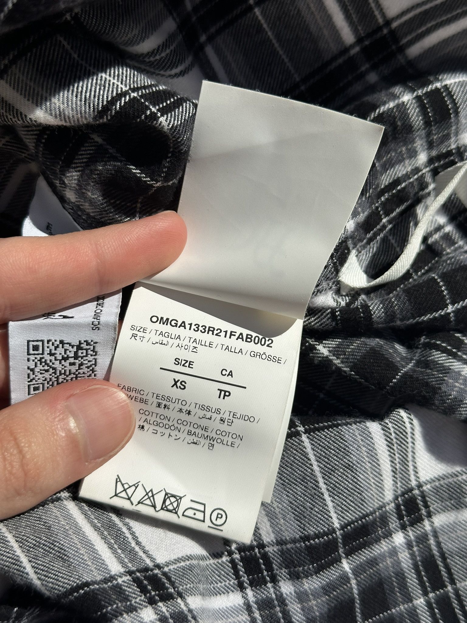 Off-White Off-White Flan Shirt Check Plaid Back Arrow Logo Black White Size US XS / EU 42 / 0 - 8 Thumbnail