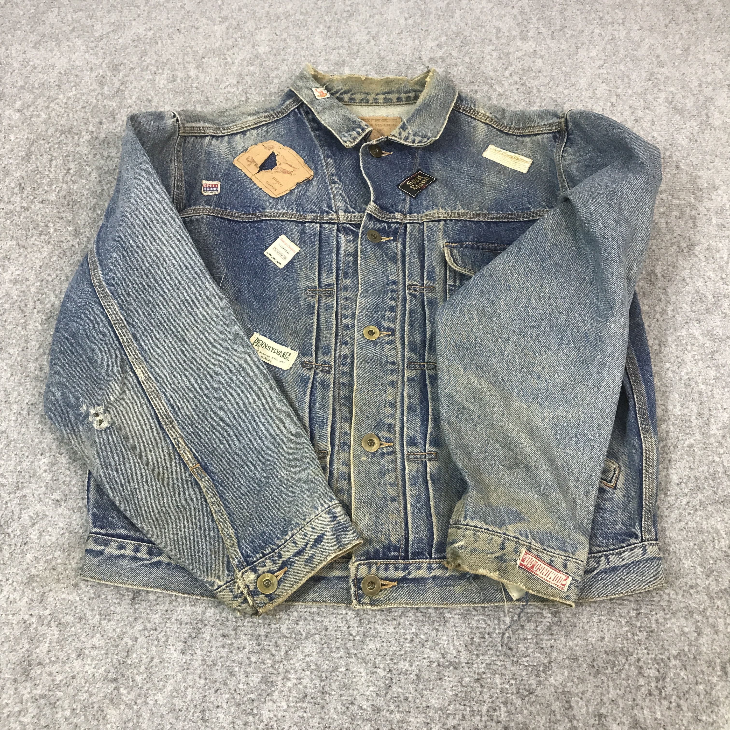 Spellbound VINTAGE SPELL BOUND DISTRESSED STYLE DENIM JEANS JACKET Size US L / EU 52-54 / 3 - 8 Thumbnail