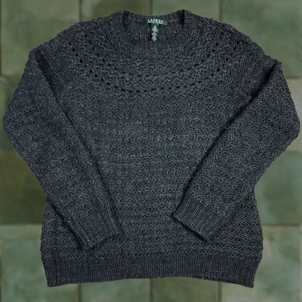 Ralph Lauren Lauren Ralph Lauren Gray Stylish Designer Open Knit Pullover Sweater Womens Small Size S / US 4 / IT 40 - 1 Thumbnail