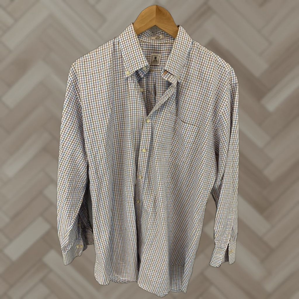 Peter Millar Peter Millar Button-Front Long Sleeve Shirt Men's Large White Checkered Shirt Size US L / EU 52-54 / 3 - 1 Thumbnail