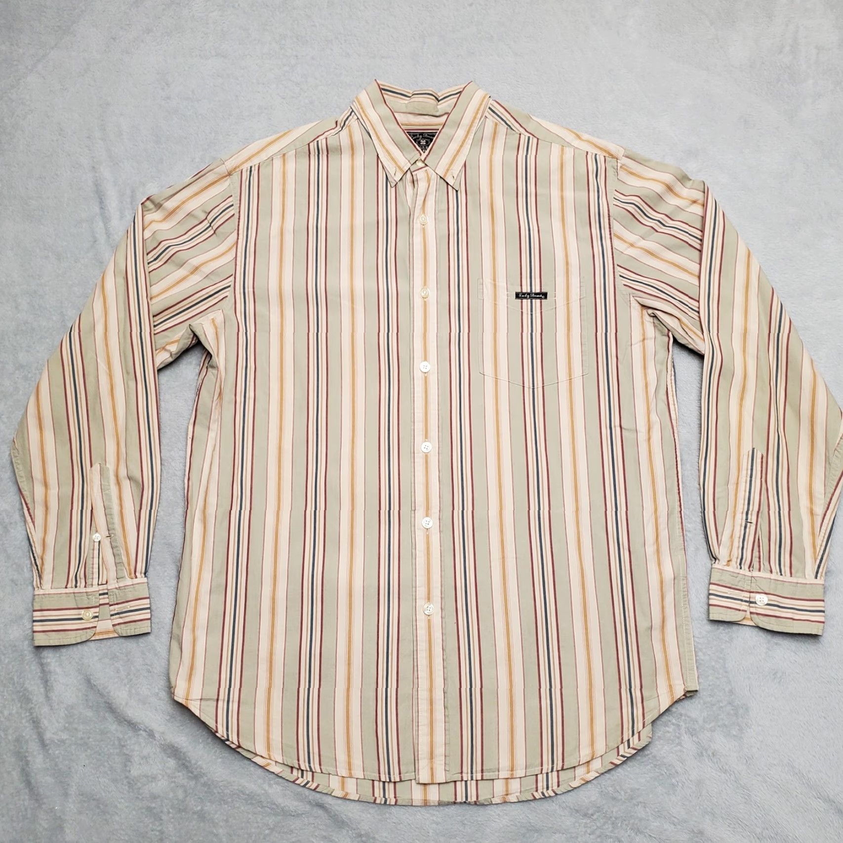 Lucky Brand Vintage Lucky Brand Mens Shirt XL Green Striped Long Sleeve Button-Down Shirt Size US XL / EU 56 / 4 - 2 Thumbnail
