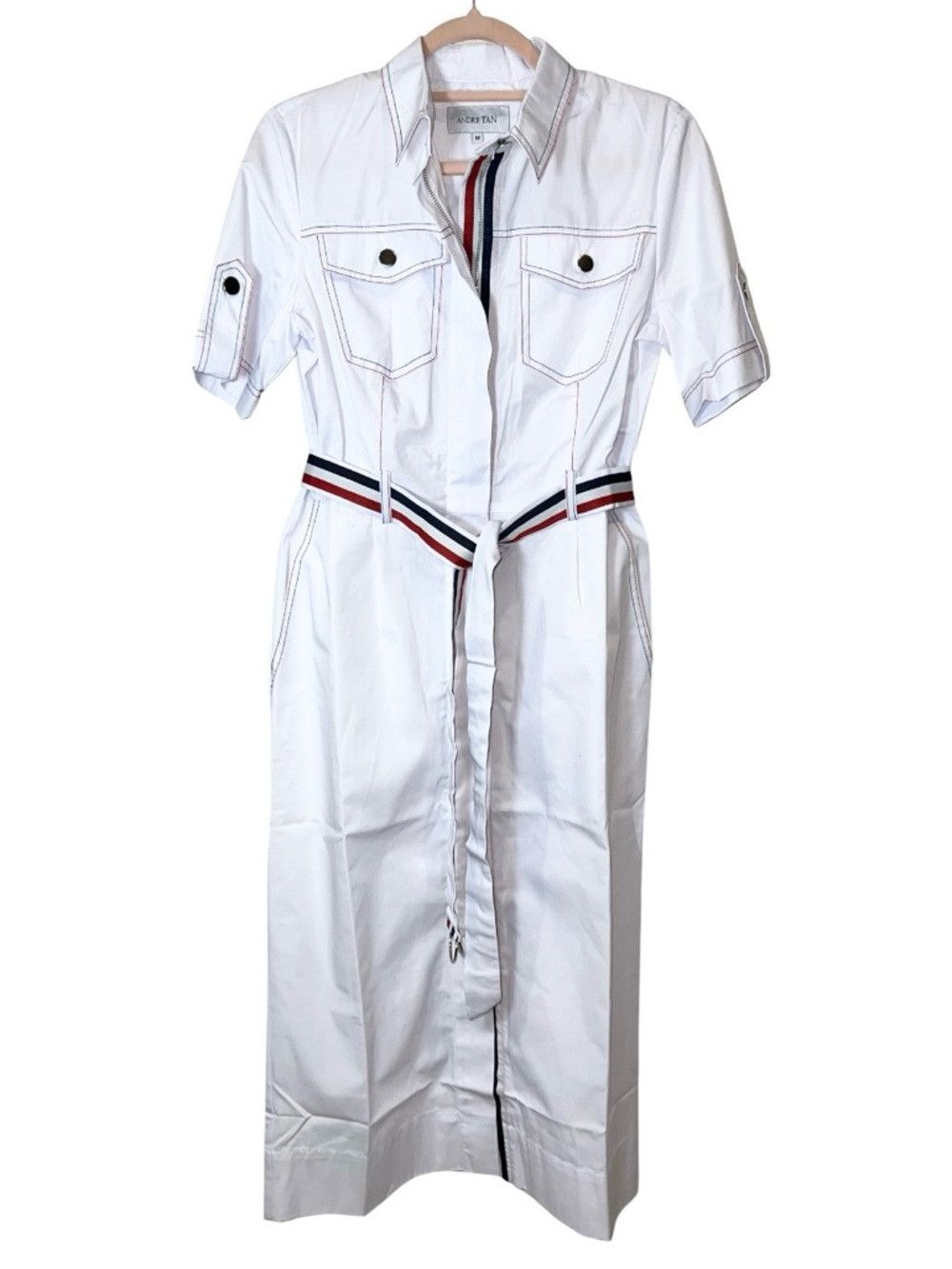 Other Andre Tan White Belted Midi Shirt Dress Utility NWOT Size M Size M / US 6-8 / IT 42-44 - 3 Thumbnail