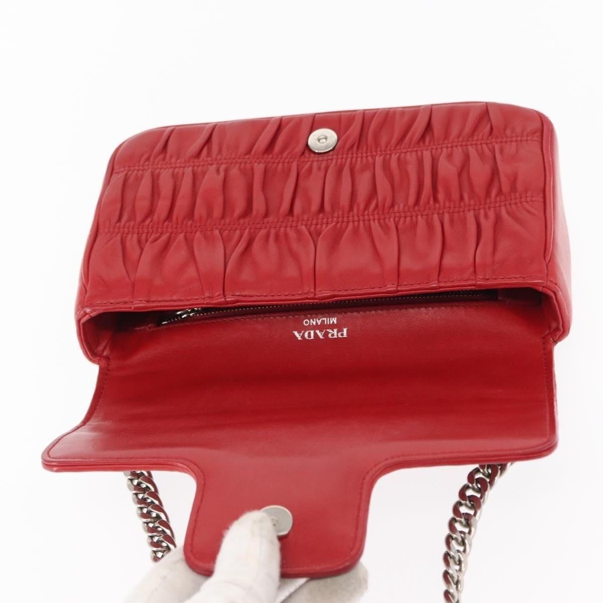 Prada Prada Leather Chain Nappa Goful Shoulder Bag Red Size ONE SIZE - 8 Thumbnail