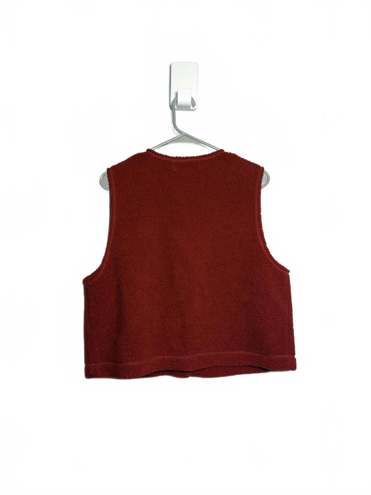 Designer Box Crop Red Fleece Vest Size M / US 6-8 / IT 42-44 - 5 Thumbnail
