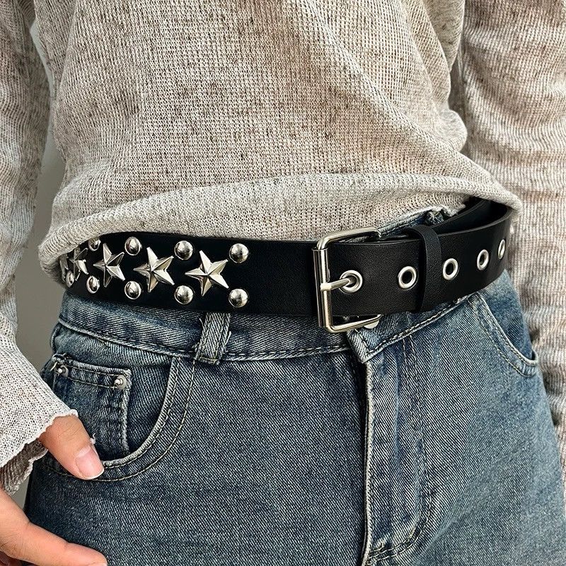 Japanese Brand × Vintage Retro y2k punk faux leather multi star rivet studded belt Size ONE SIZE - 1 Thumbnail