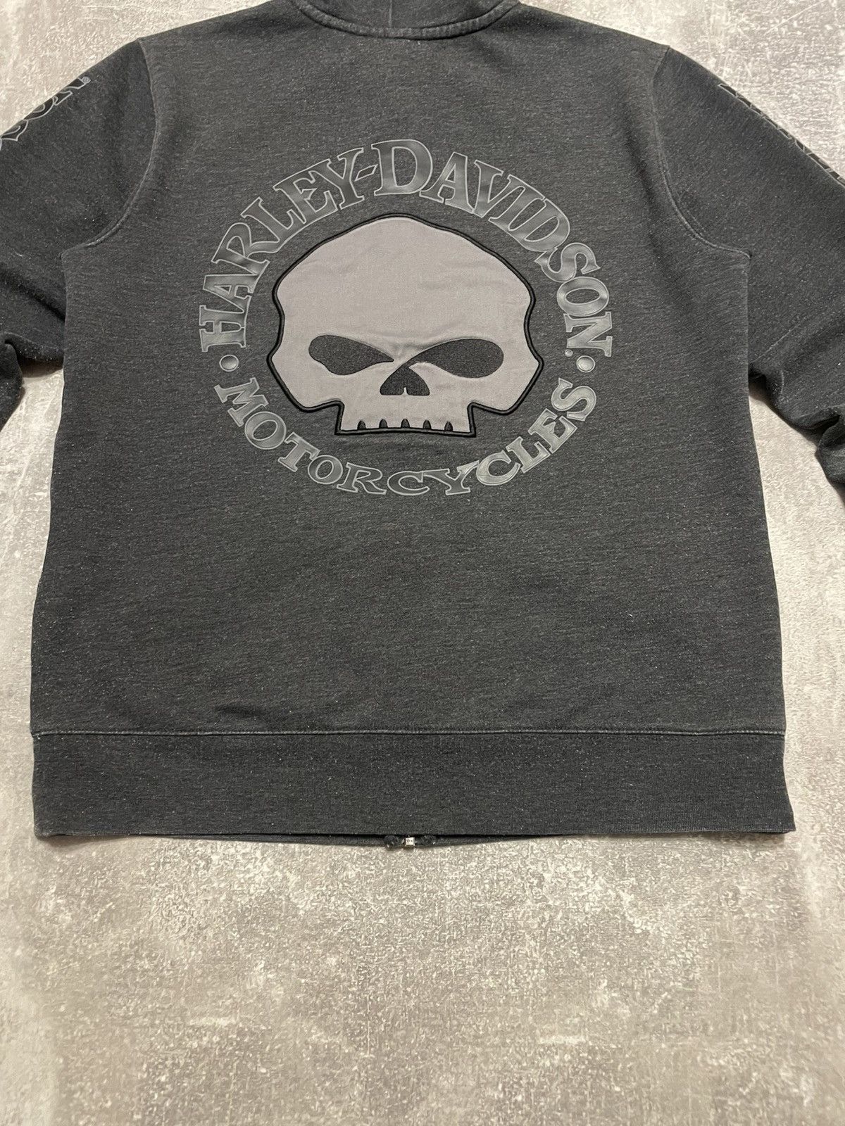 Harley Davidson × Vintage Vintage Harley Davidson Distressed Skull Zip-Up Hoodie Size US S / EU 44-46 / 1 - 18 Thumbnail