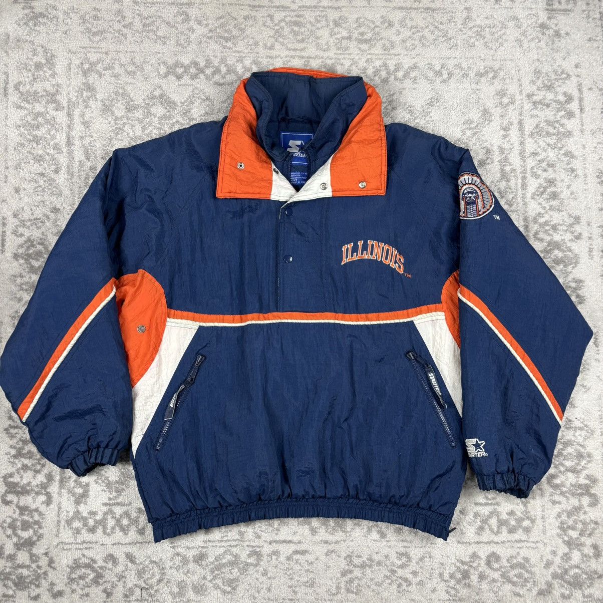Starter Vintage STARTER Jacket Illinois Fighting Quilted Size Large Size US L / EU 52-54 / 3 - 1 Thumbnail