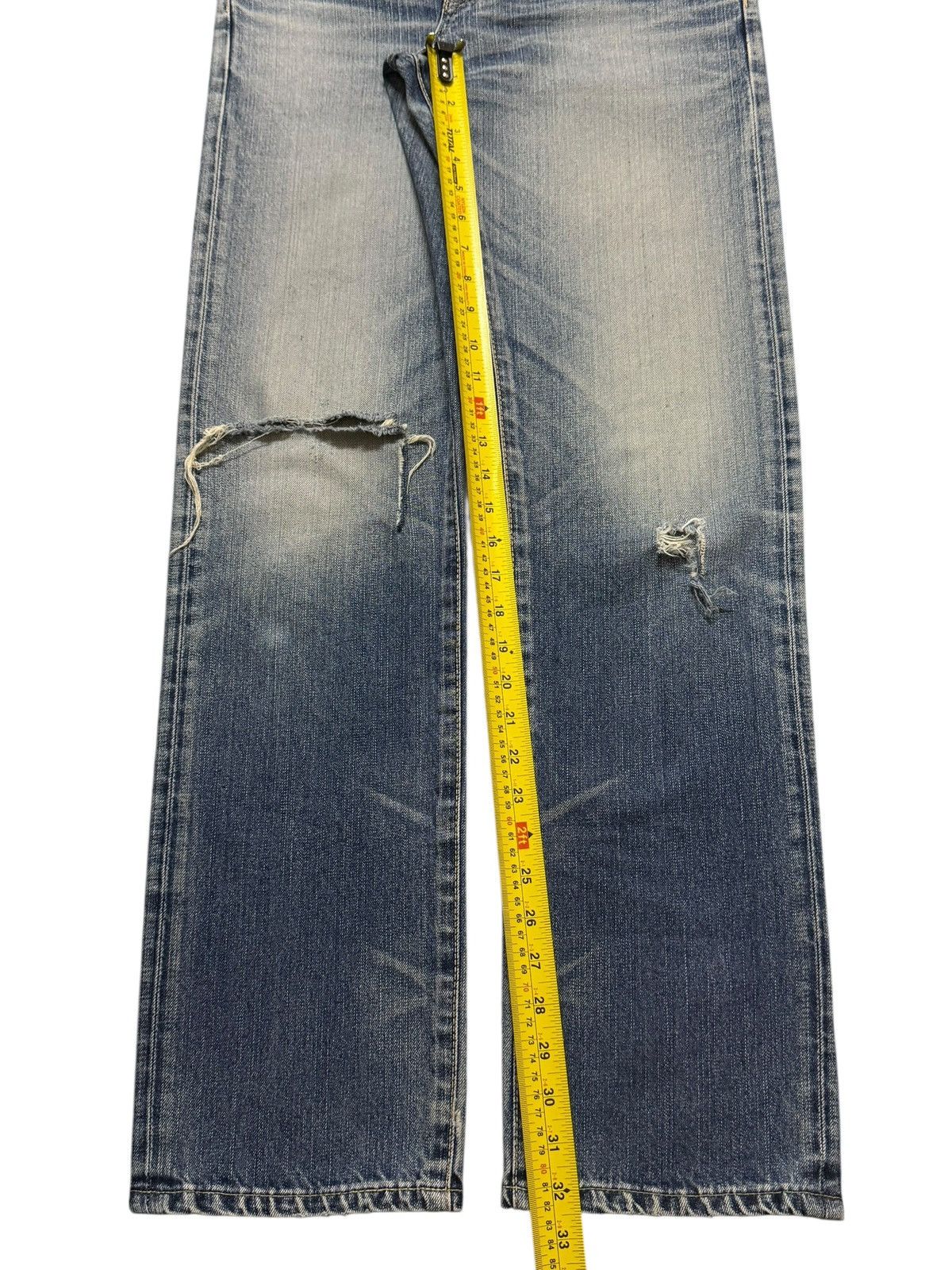 Edwin Vintage 90s Japan Edwin XV Blue Faded Wash Distress Straight Size US 31 - 11 Thumbnail