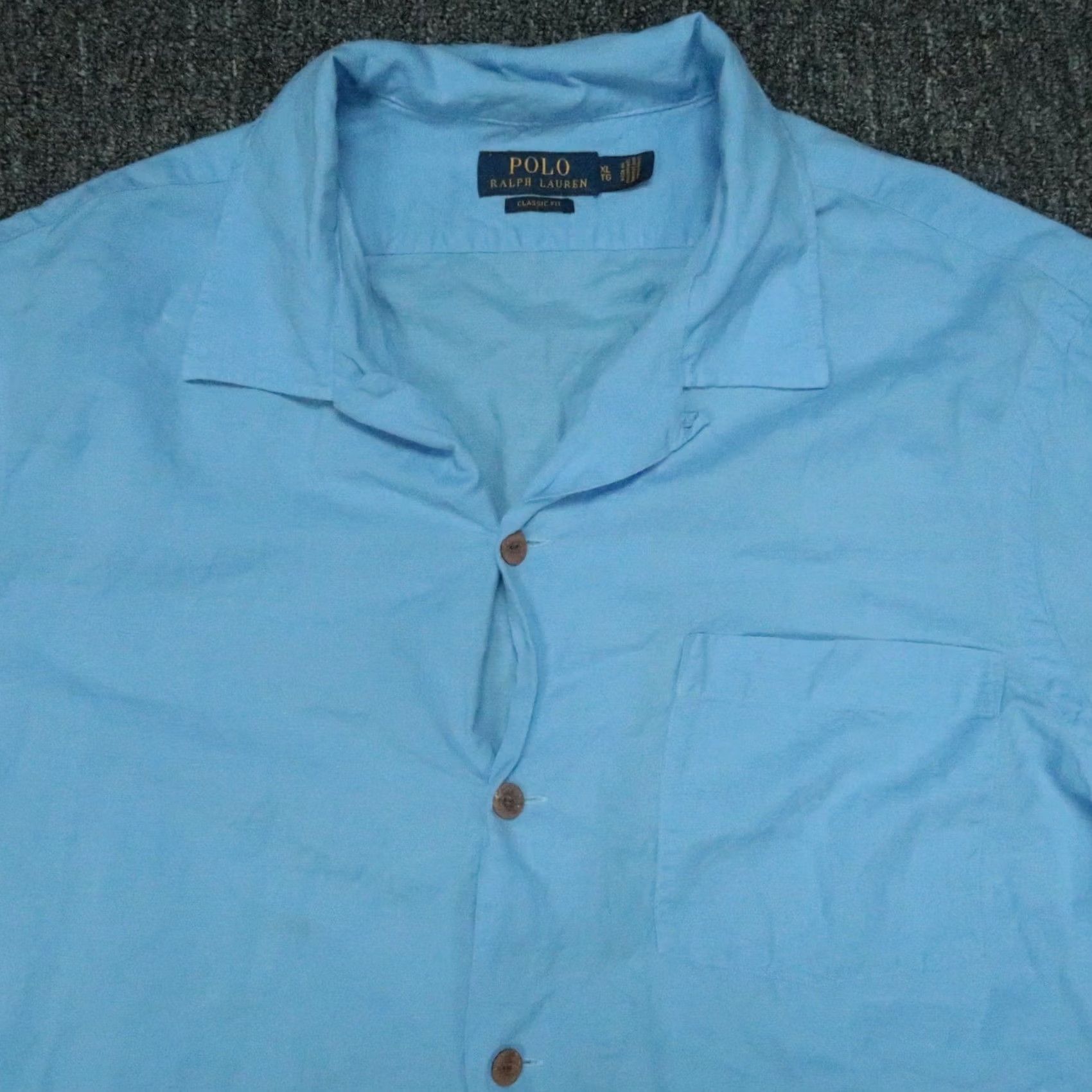 Polo Ralph Lauren VINTAGE Polo Ralph Lauren Shirt Mens XL Blue Short Sleeve Linen Classic Fit Camp Collar Size US XL / EU 56 / 4 - 2 Thumbnail