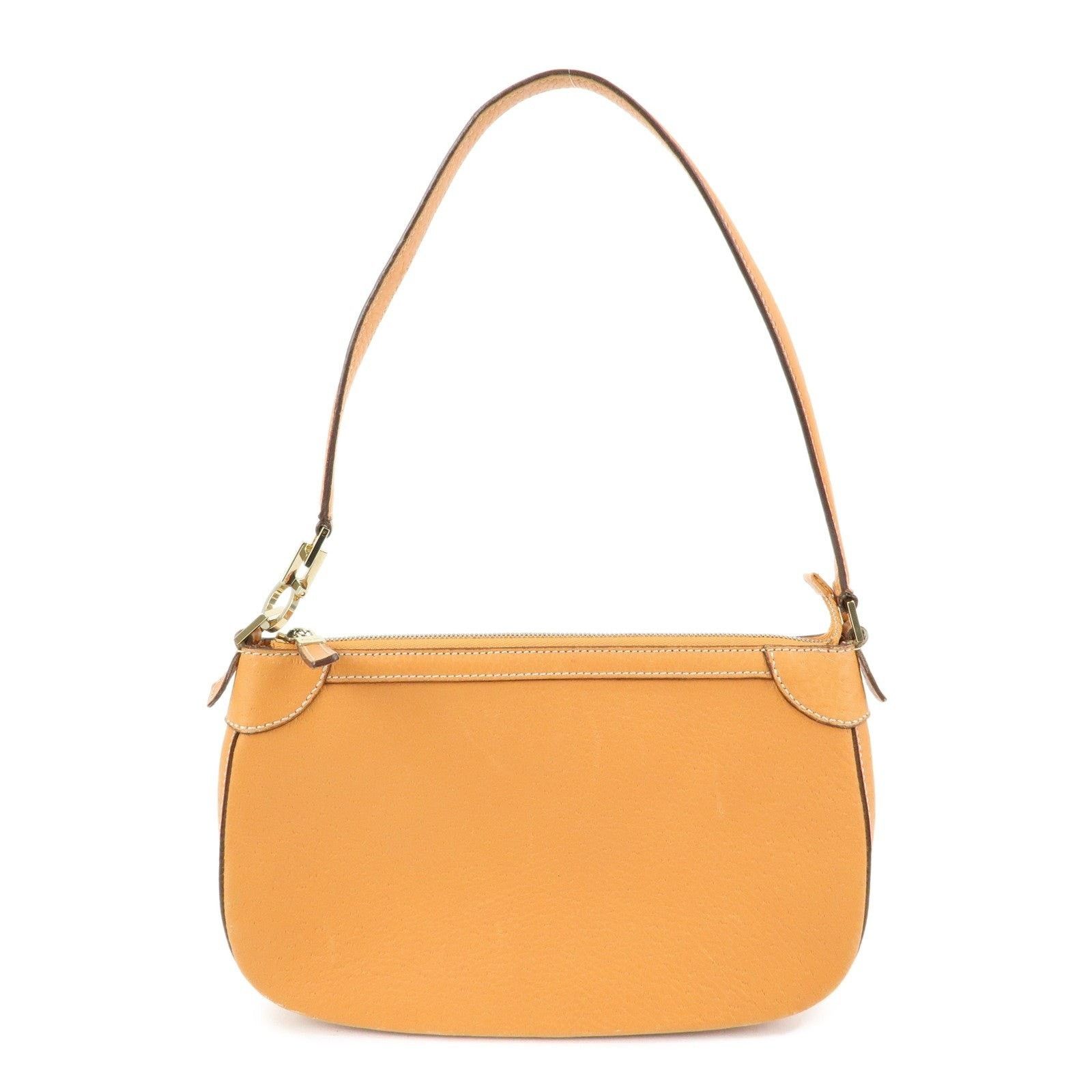 Salvatore Ferragamo Ferragamo Gancini Leather Shoulder Bag Orange Size ONE SIZE - 1 Thumbnail