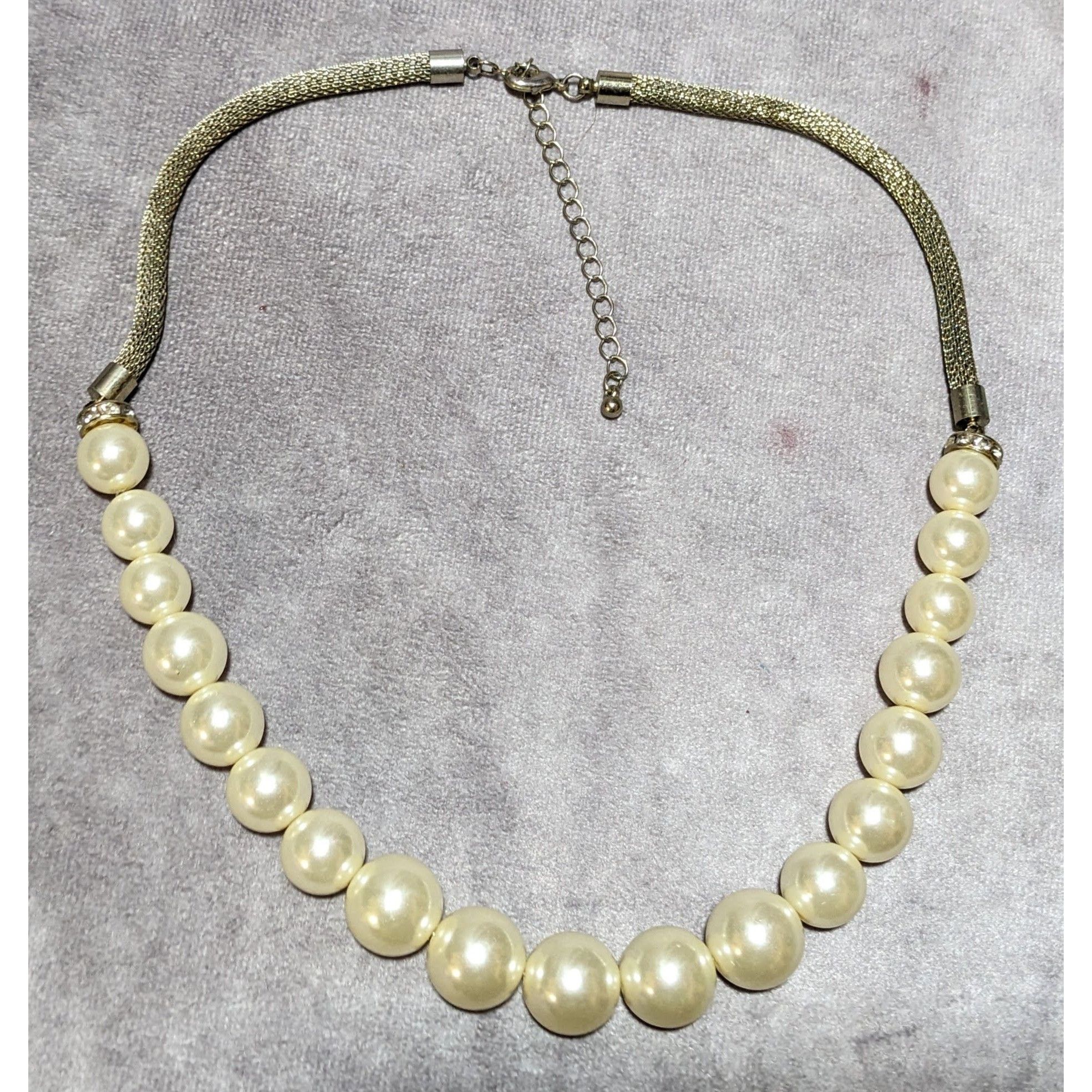 Other Vintage Retro Mesh Tube Faux Pearl Necklace Size ONE SIZE - 8 Thumbnail