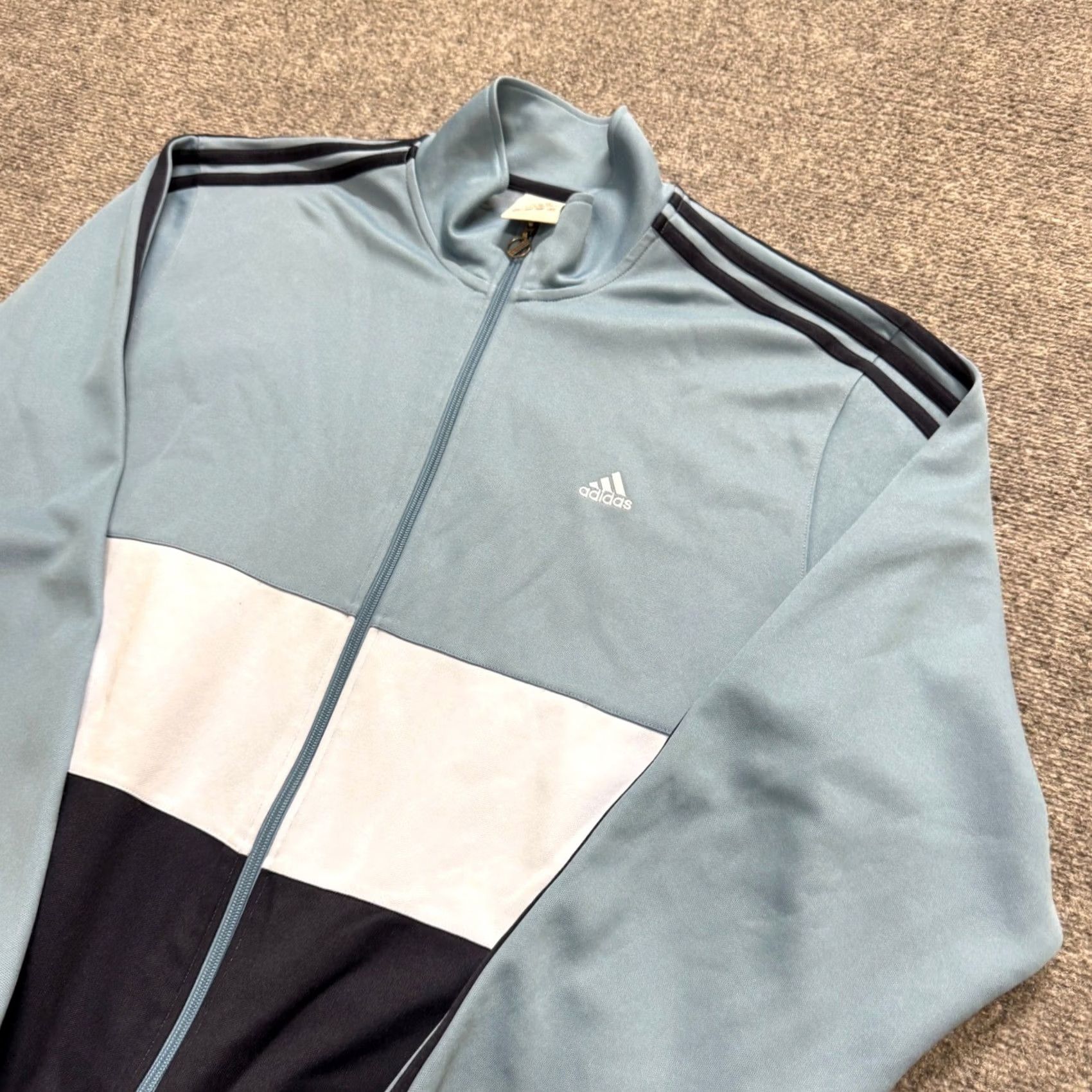 Adidas VTG Adidas Jacket Men 2XL Track Full-zip 3 Stripes Blue Black Sportswear Y2K Size US XXL / EU 58 / 5 - 2 Thumbnail