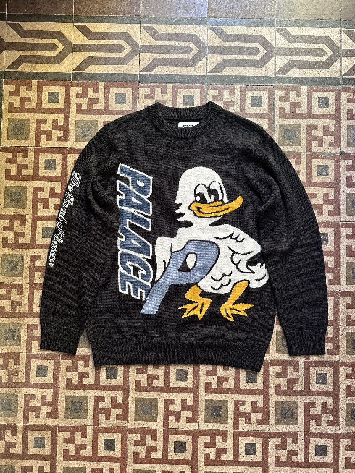 image of Palace Duck Knit Sweater in Black, Men's (Size XL)