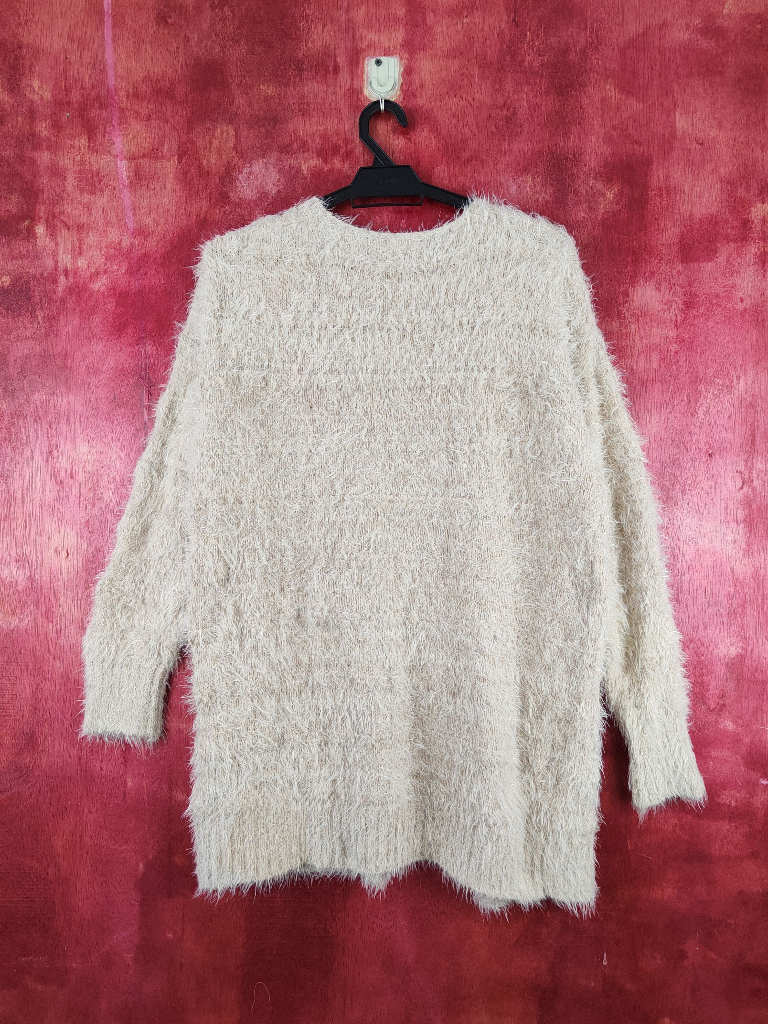 Homespun Knitwear Urban Research Beige Shag Shaggy Fur Mohair Knitwear #S2039 Size L / US 10 / IT 46 - 7 Thumbnail