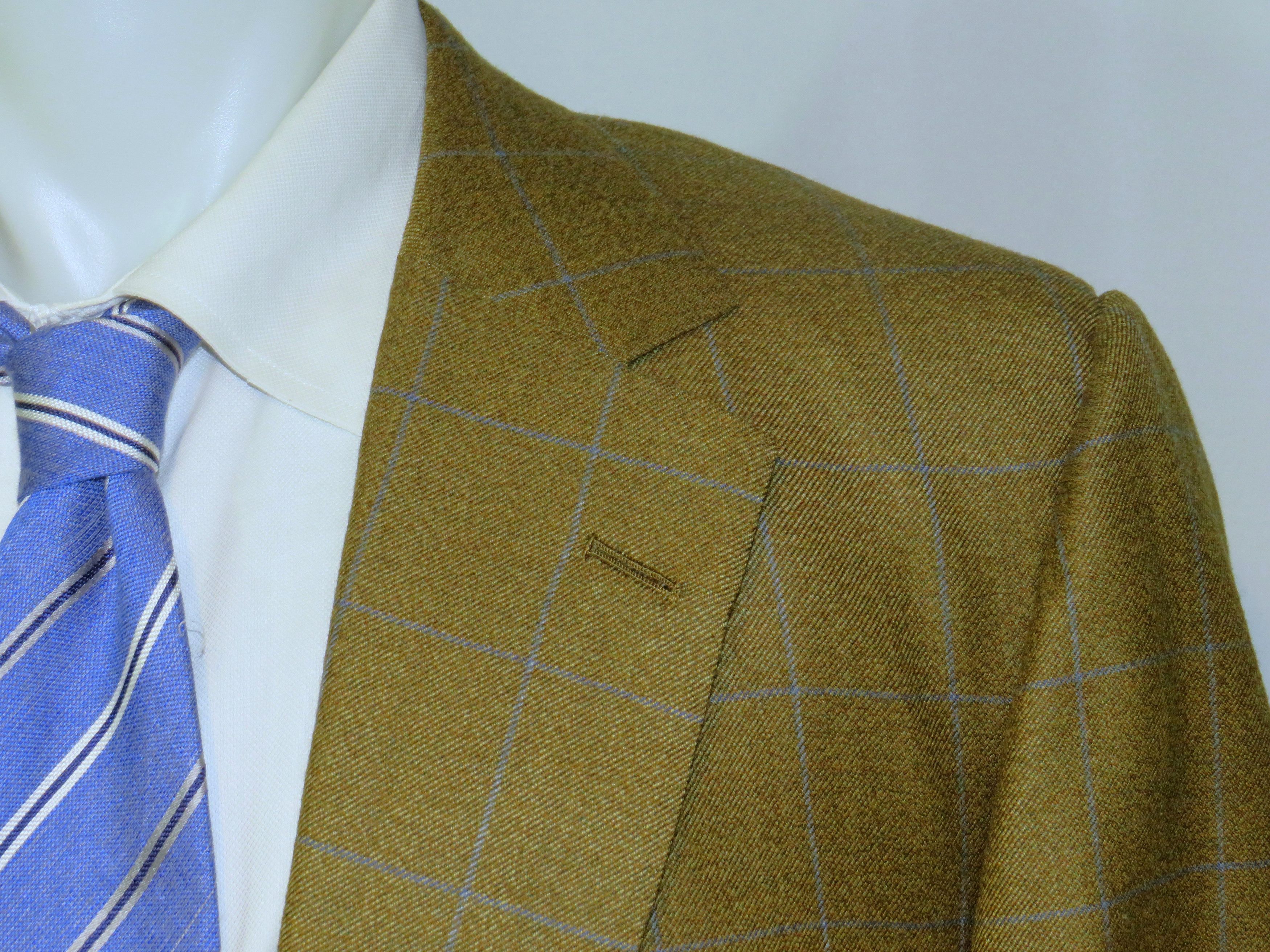Henry Poole × Savile Row Bespoke Brown Windowpane Two Button 48XL Size 48L - 4 Thumbnail