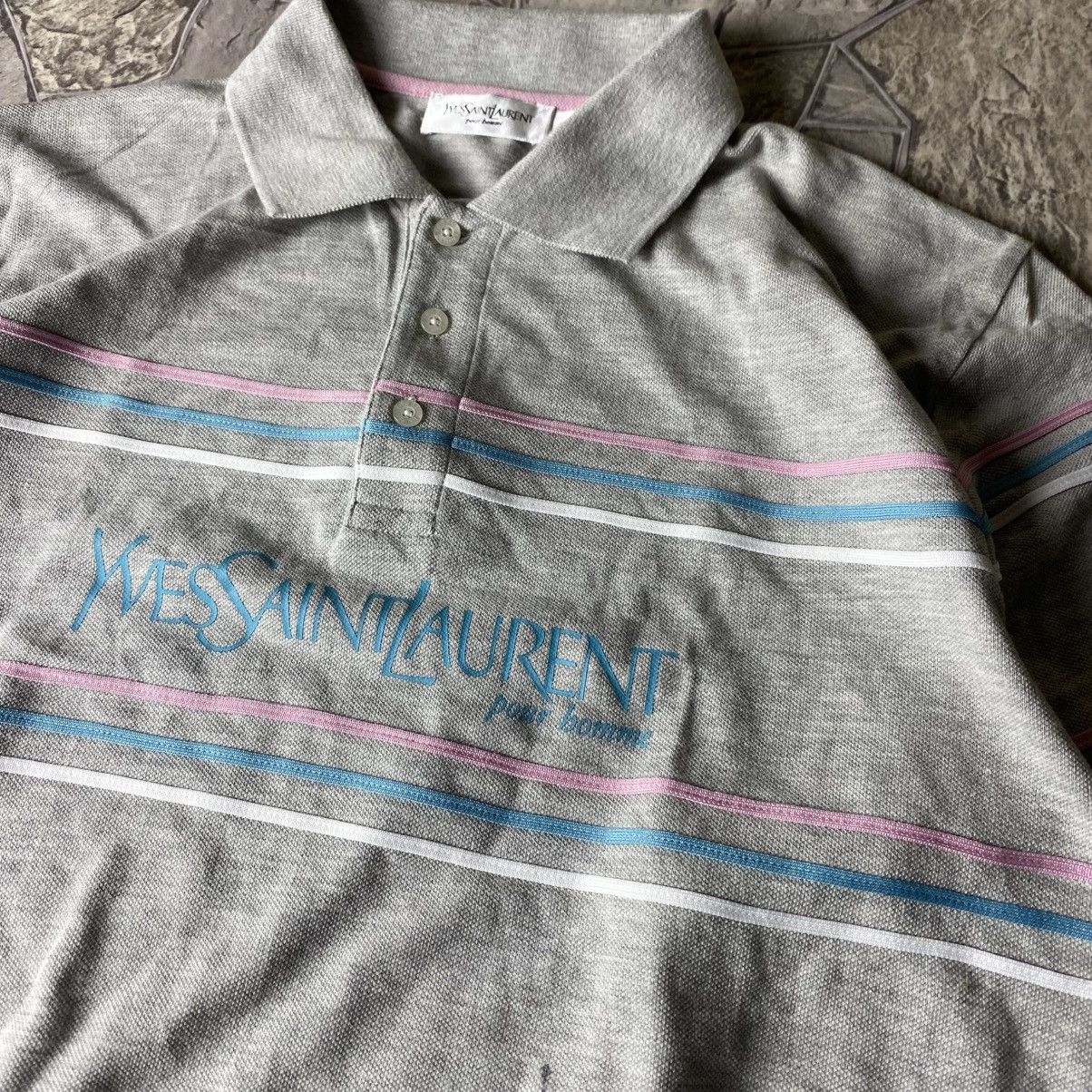 Yves Saint Laurent Vintage Yves Saint Laurent YSL Polo T-Shirt Big Logo Size US L / EU 52-54 / 3 - 3 Thumbnail