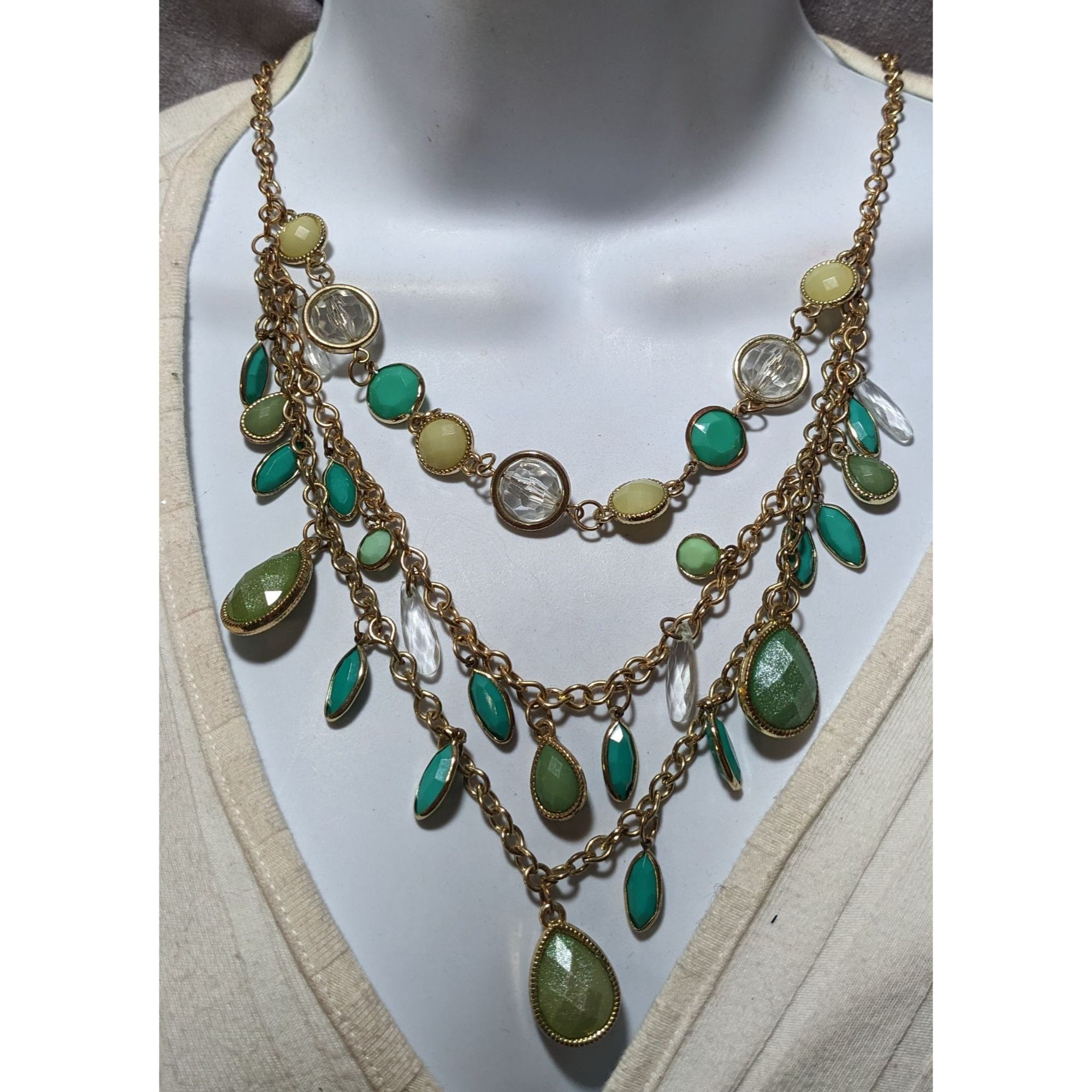Other Festival Glam Multilayer Green And Teal Gemmed Necklace Size ONE SIZE - 5 Thumbnail