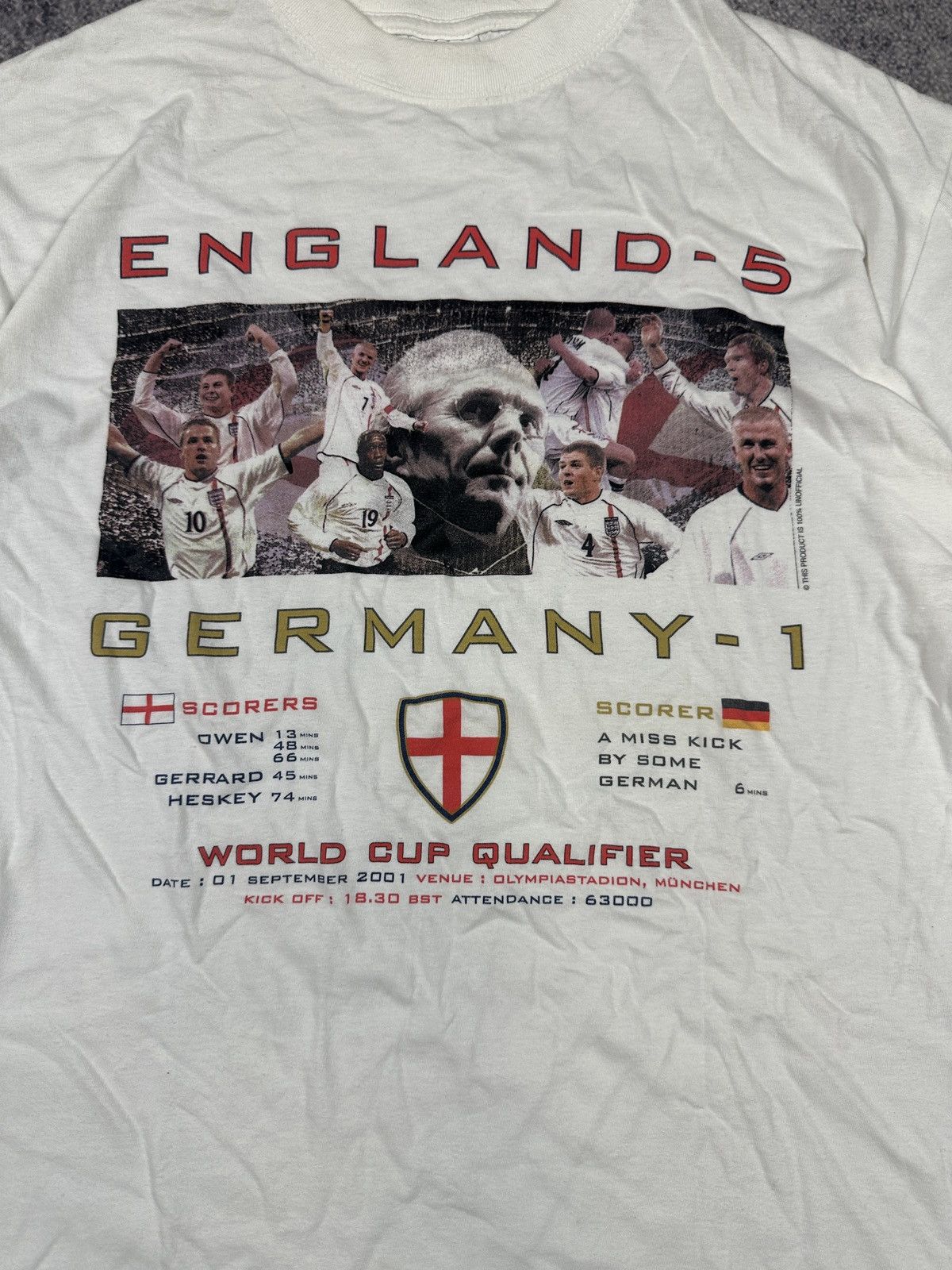 Vintage Vintage Engalnd vs Germany 2001 Match T-shirt Streetwear M Size US M / EU 48-50 / 2 - 2 Thumbnail