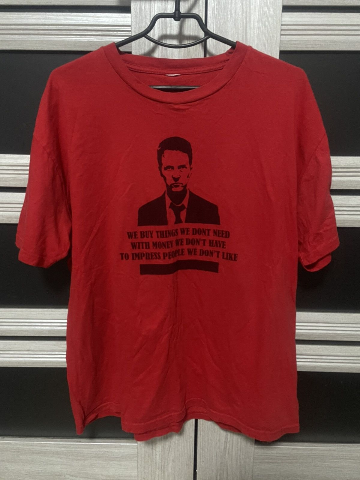 Vintage Vintage 00s Fight Club Graphic Tee Red Movie Quote XL Size US XL / EU 56 / 4 - 1 Thumbnail