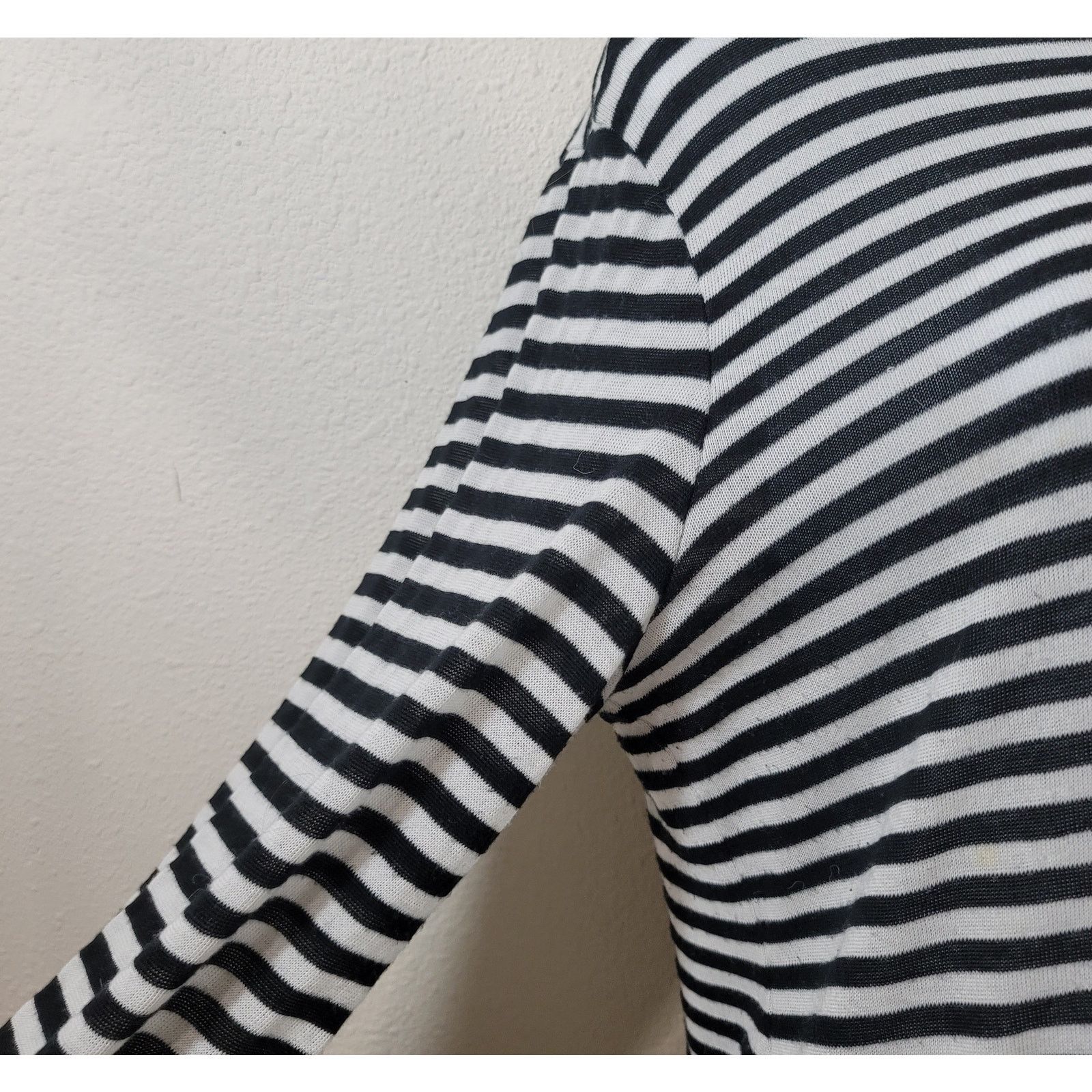 Other Chico's Black White Striped Mock Neck Top 1 Medium Soft Size M / US 6-8 / IT 42-44 - 5 Thumbnail