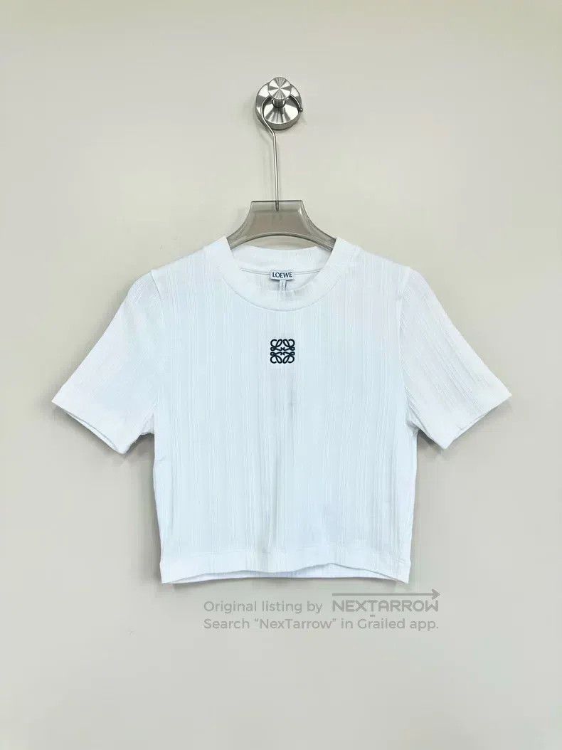 Loewe Loewe White Embroidered Logo Knit Short Sleeve Size L / US 10 / IT 46 - 1 Thumbnail
