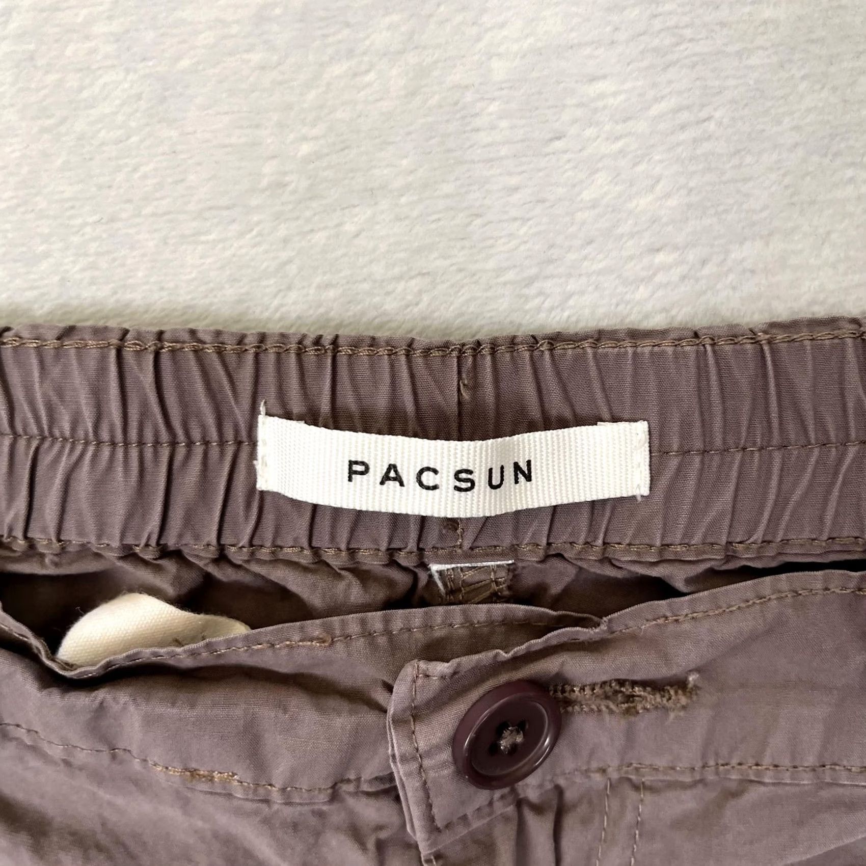 Pacsun PacSun Shorts Juniors XS Brown Twill Cargo Elastic Waist Low Rise Casual Size 26" / US 2 / IT 38 - 2 Thumbnail