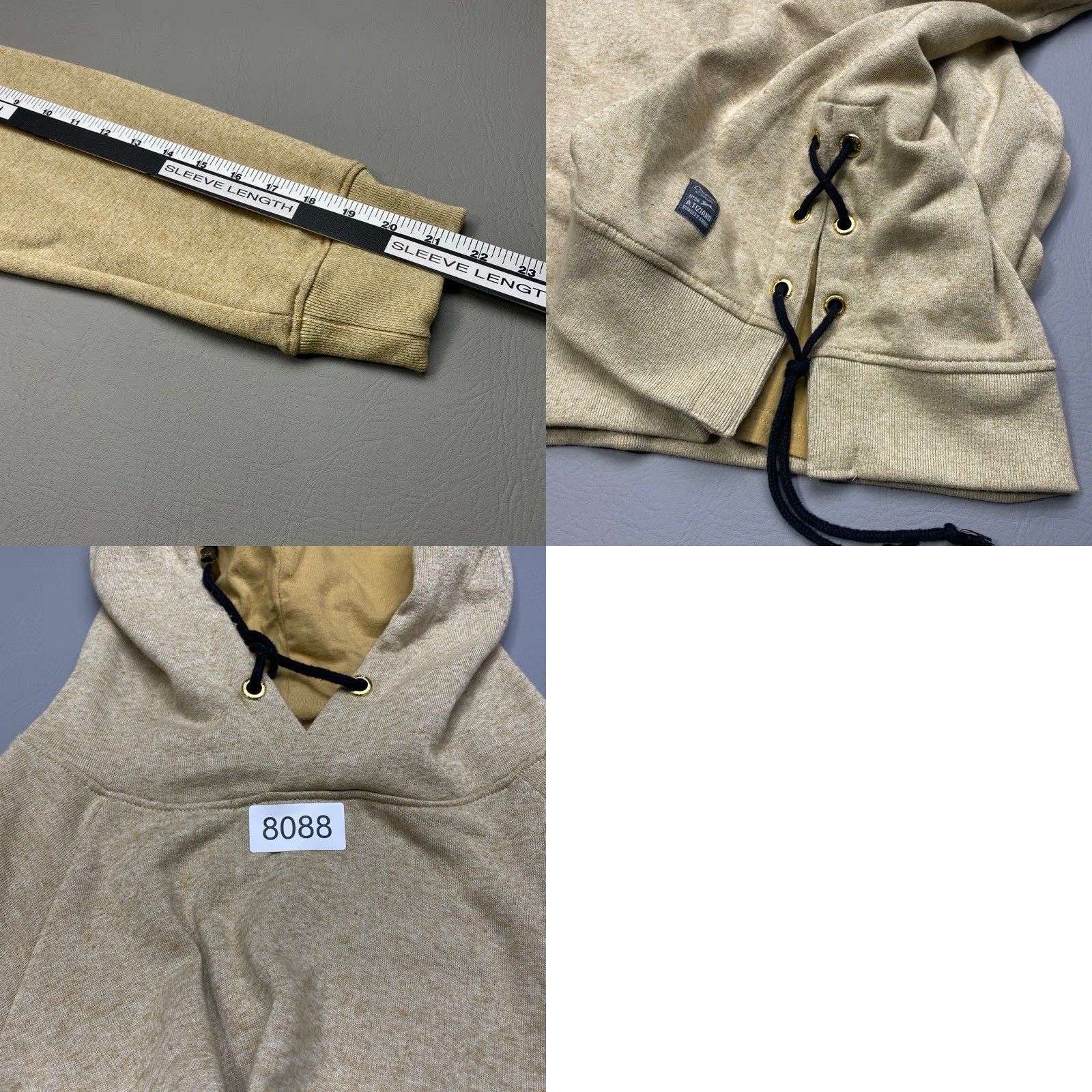 Vintage A Tiziano Hoodie Mens 2XL Beige Pullover Sweatshirt Pockets Heavyweight Size XXL / US 16-18 / IT 52-54 - 9 Thumbnail