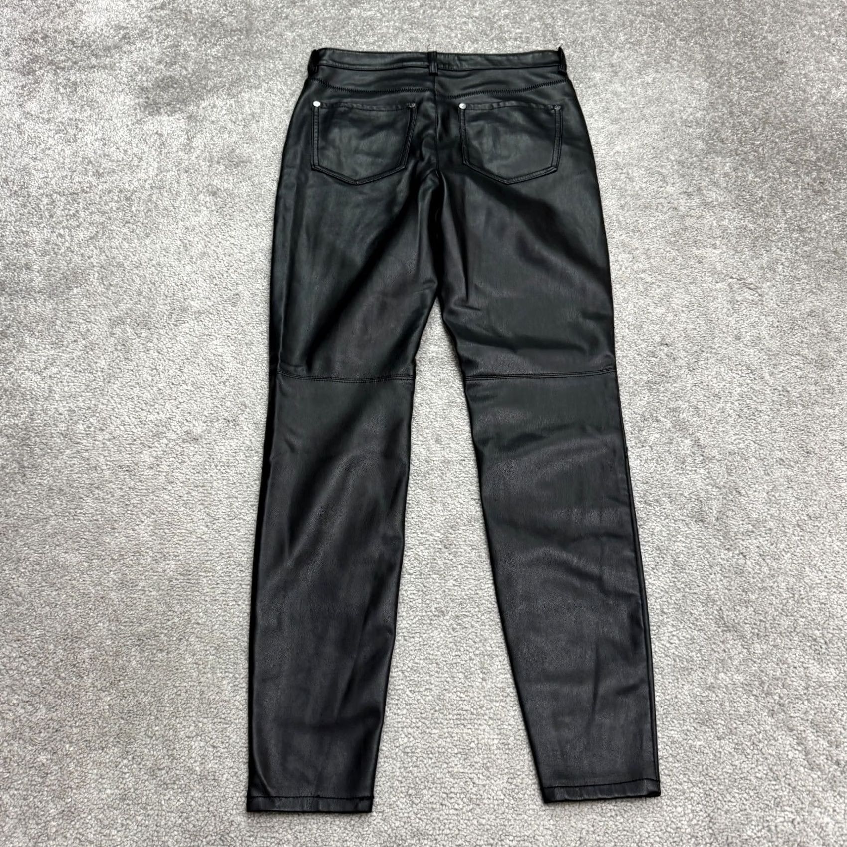 Free People Free People Pants Skinny Black Womens 29 Classic High Rise Flat Front Button Zip Stretch Leather Look Vegan Faux Leather Size 29" - 2 Thumbnail