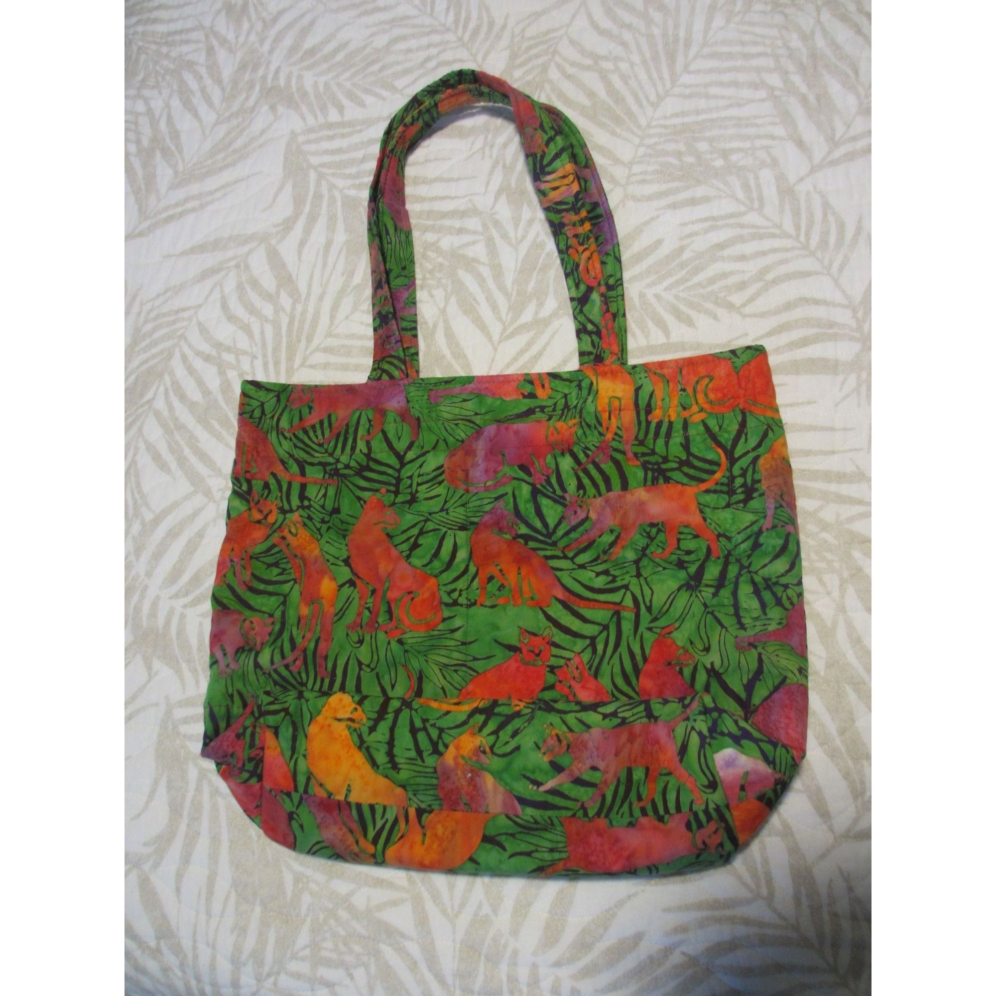 Other ORANGE AND GREEN FABRIC TOTE BAG WITH TIGERS Size ONE SIZE - 2 Thumbnail