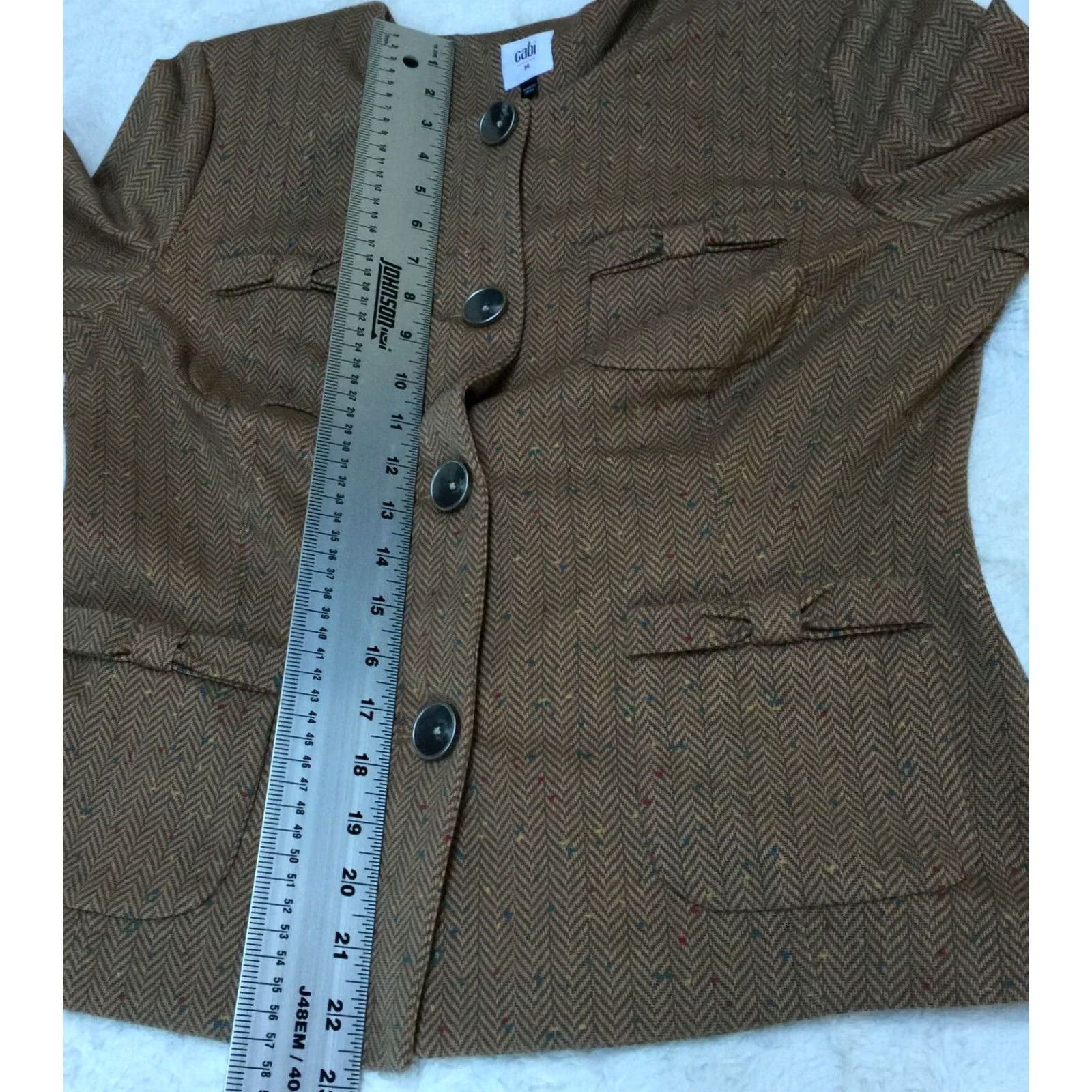 Vintage CAbi 3170 Womens Medium Penny Blazer Jacket Herringbone Brown Stretch Size M / US 6-8 / IT 42-44 - 8 Thumbnail
