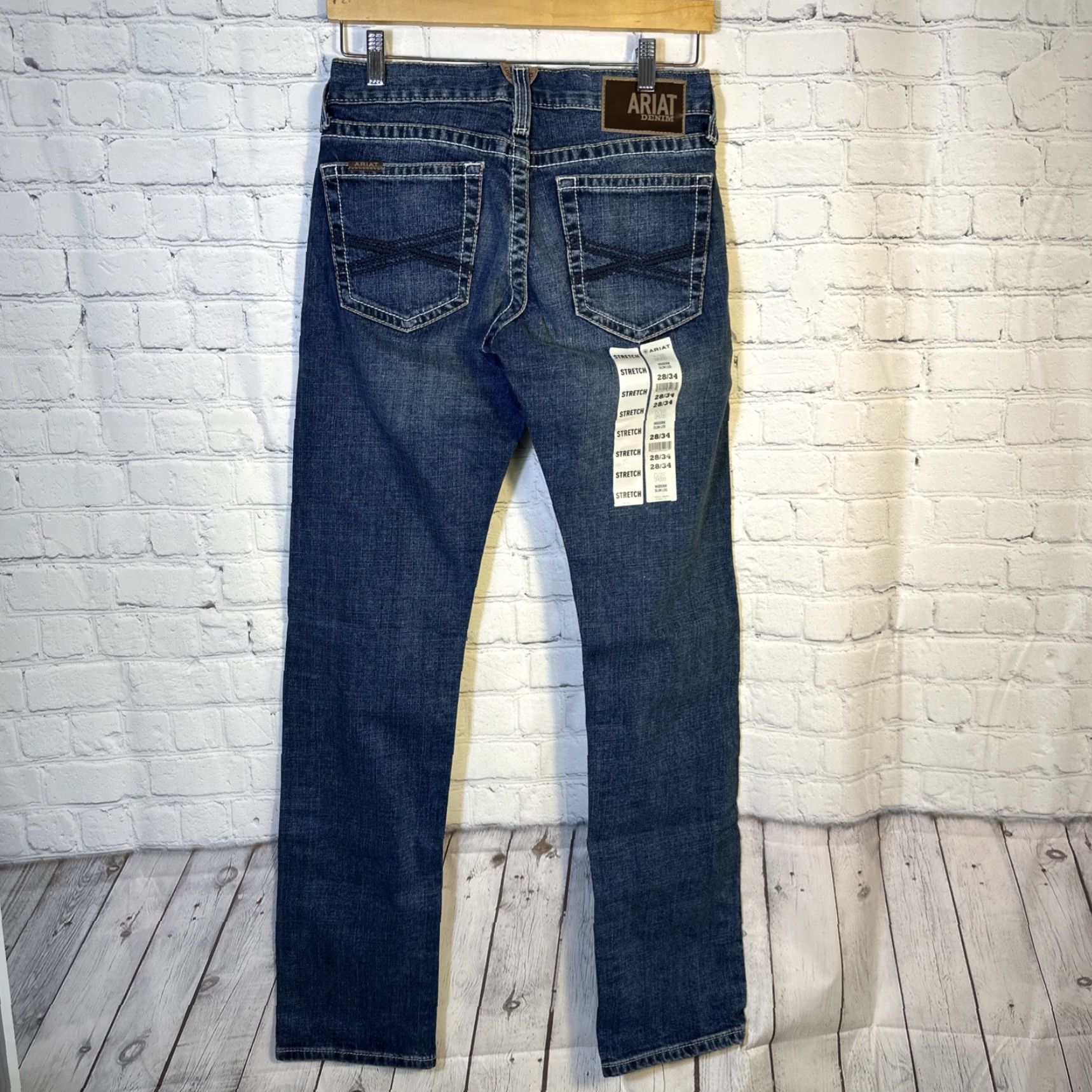 Ariat Jeans Adult 28/34 Blue Slim M8 Western 5-Pocket Denim Cotton Mens