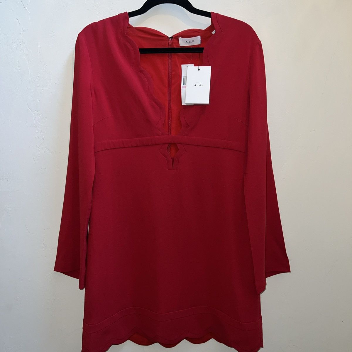 A.L.C. $500 NWT ALC | Eve Red Scalloped Dress Size: 10 Size L / US 10 / IT 46 - 1 Thumbnail