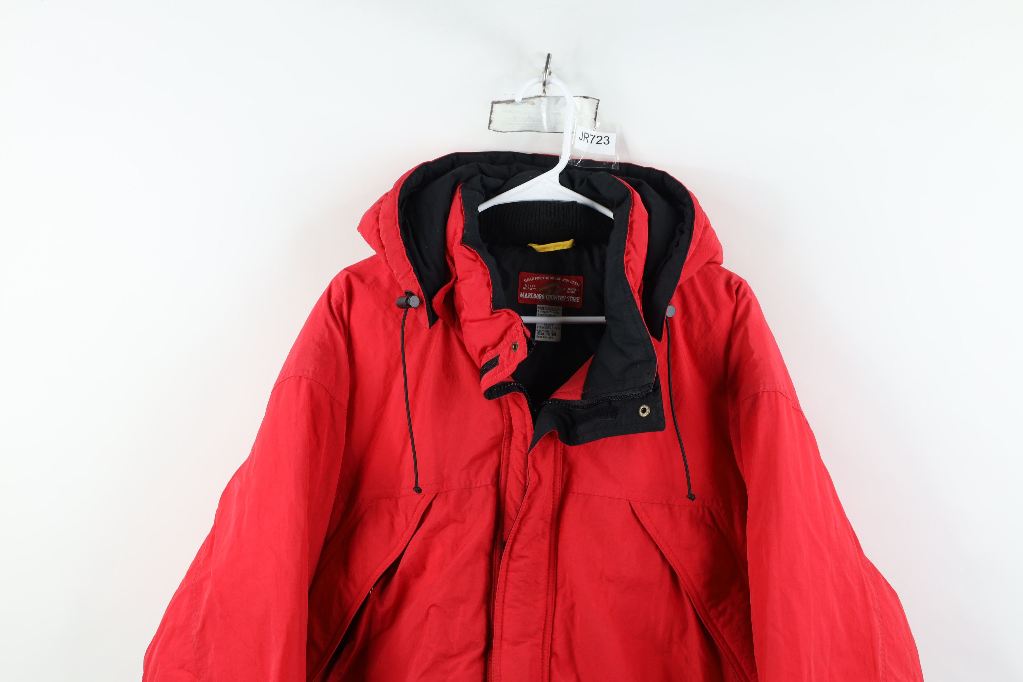 Marlboro Vintage 90s Marlboro Duck Down Fill Hooded Puffer Jacket Red Size US XL / EU 56 / 4 - 2 Thumbnail