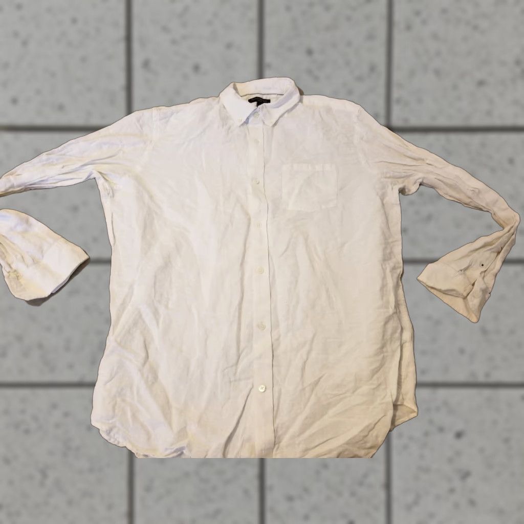 Banana Republic Banana Republic Shirt XL White Linen Button-Up Mens Casual Long Sleeve Button-Front Collared Size 46R - 1 Thumbnail