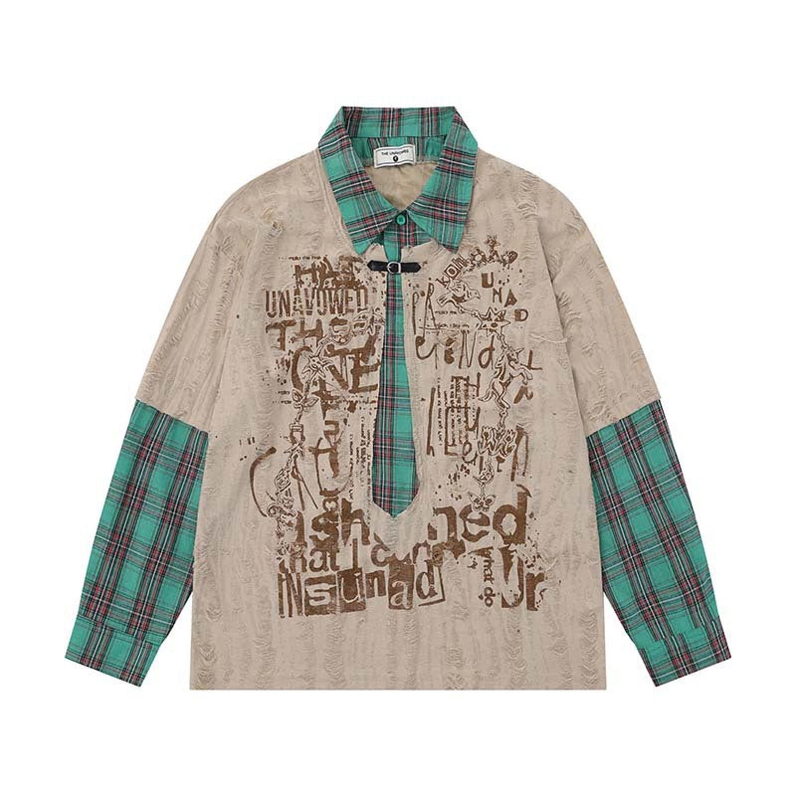 Other Plaid-Collar Faux-Layer Graffiti Typography Shirt Size M / US 6-8 / IT 42-44 - 1 Thumbnail