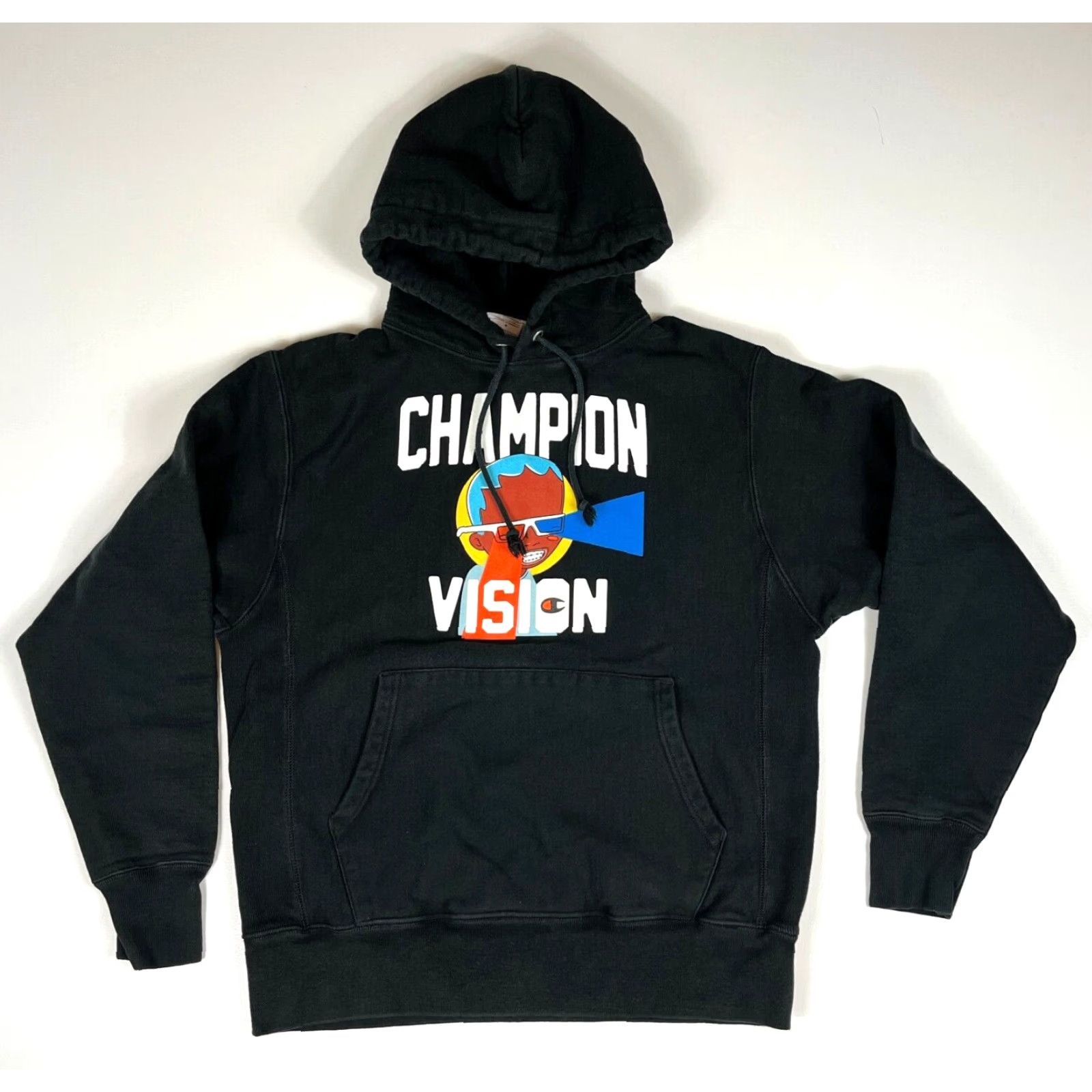 Champion VINTAGE? No, not vintage. Champion x Hebru Brantley Vision Reverse Weave Hoodie M Black Logo Graphic Print Mens Hoodie Size US M / EU 48-50 / 2 - 2 Thumbnail
