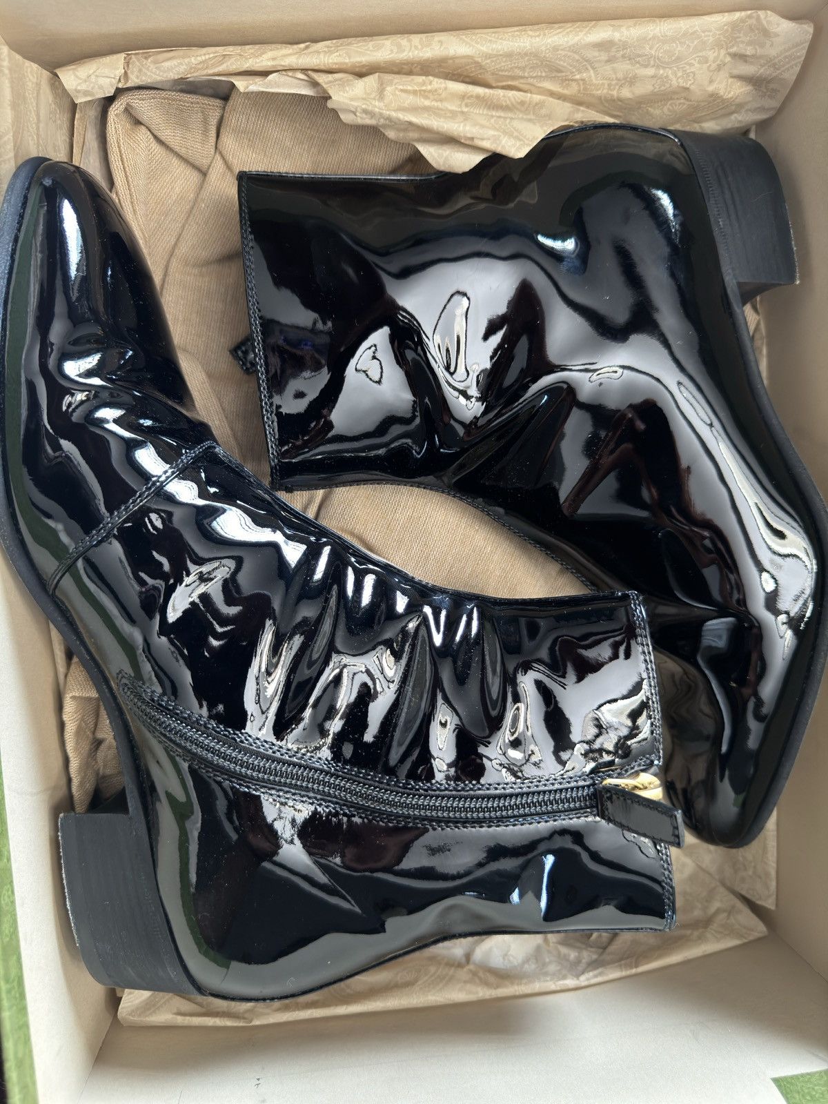 Gucci Gucci Patent Leather Logo Boots Size US 7 / EU 40 - 1 Thumbnail