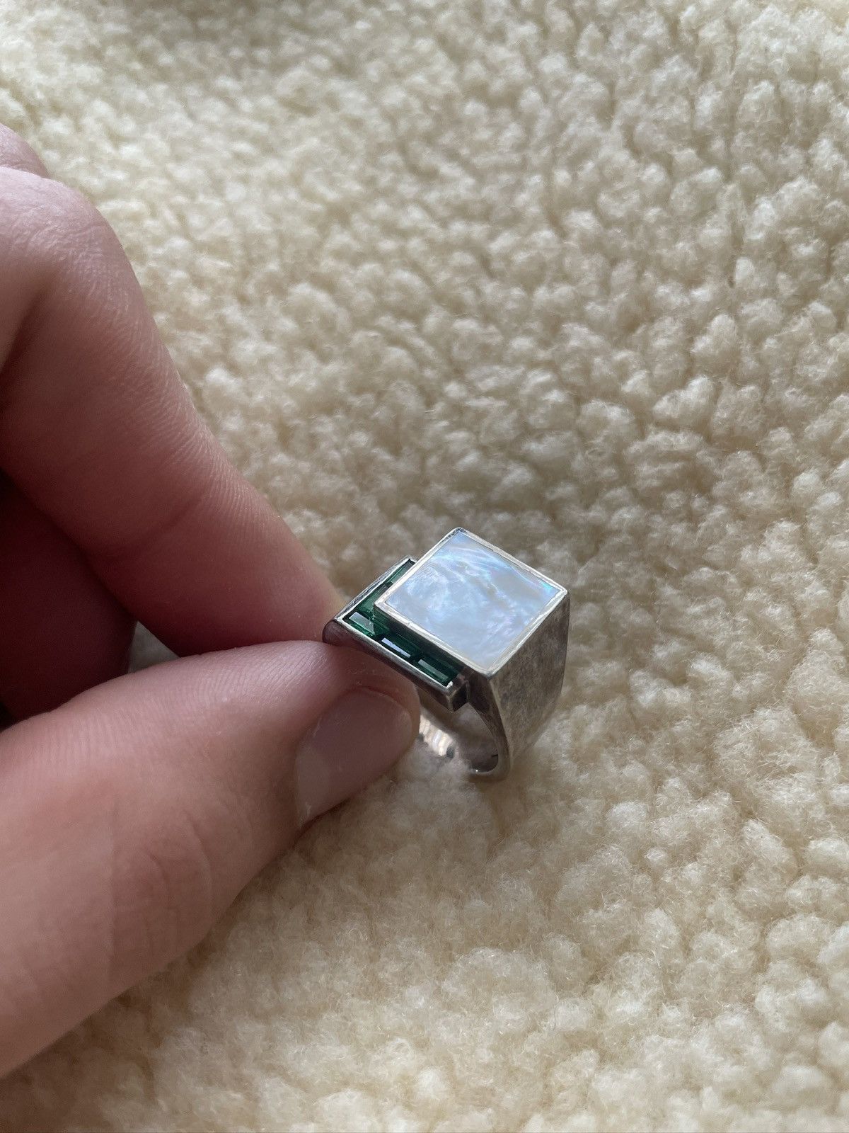 Other MAPLE - MOTHER OF PEARL x GREEN TOPAZ - 925 SILVER RING Size ONE SIZE - 7 Thumbnail
