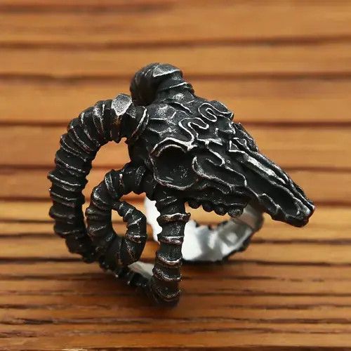 Jewelry Goat Skull Ring Size ONE SIZE - 2 Thumbnail
